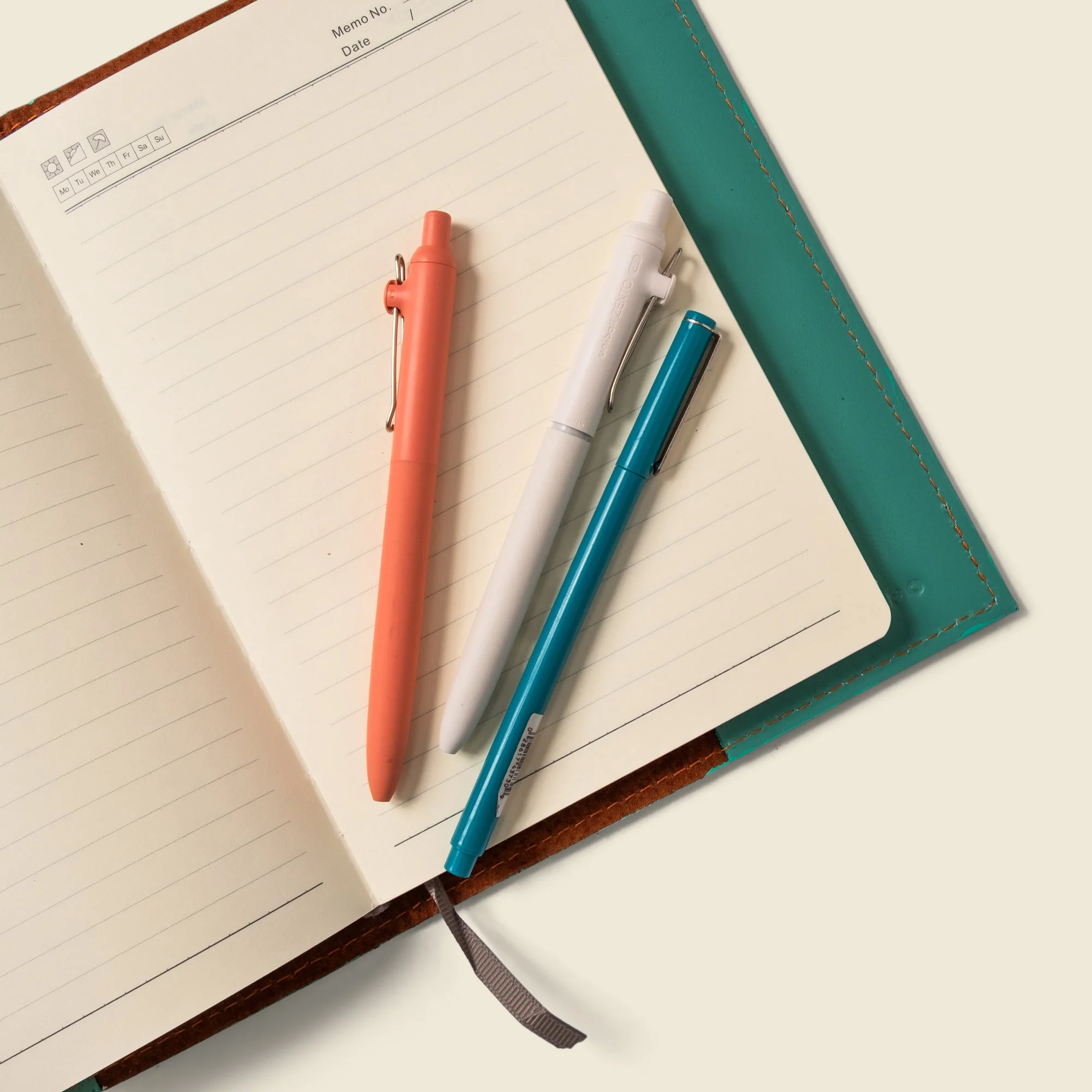 Refillable A5 Leather Notebook Cover – Teal - Image 4