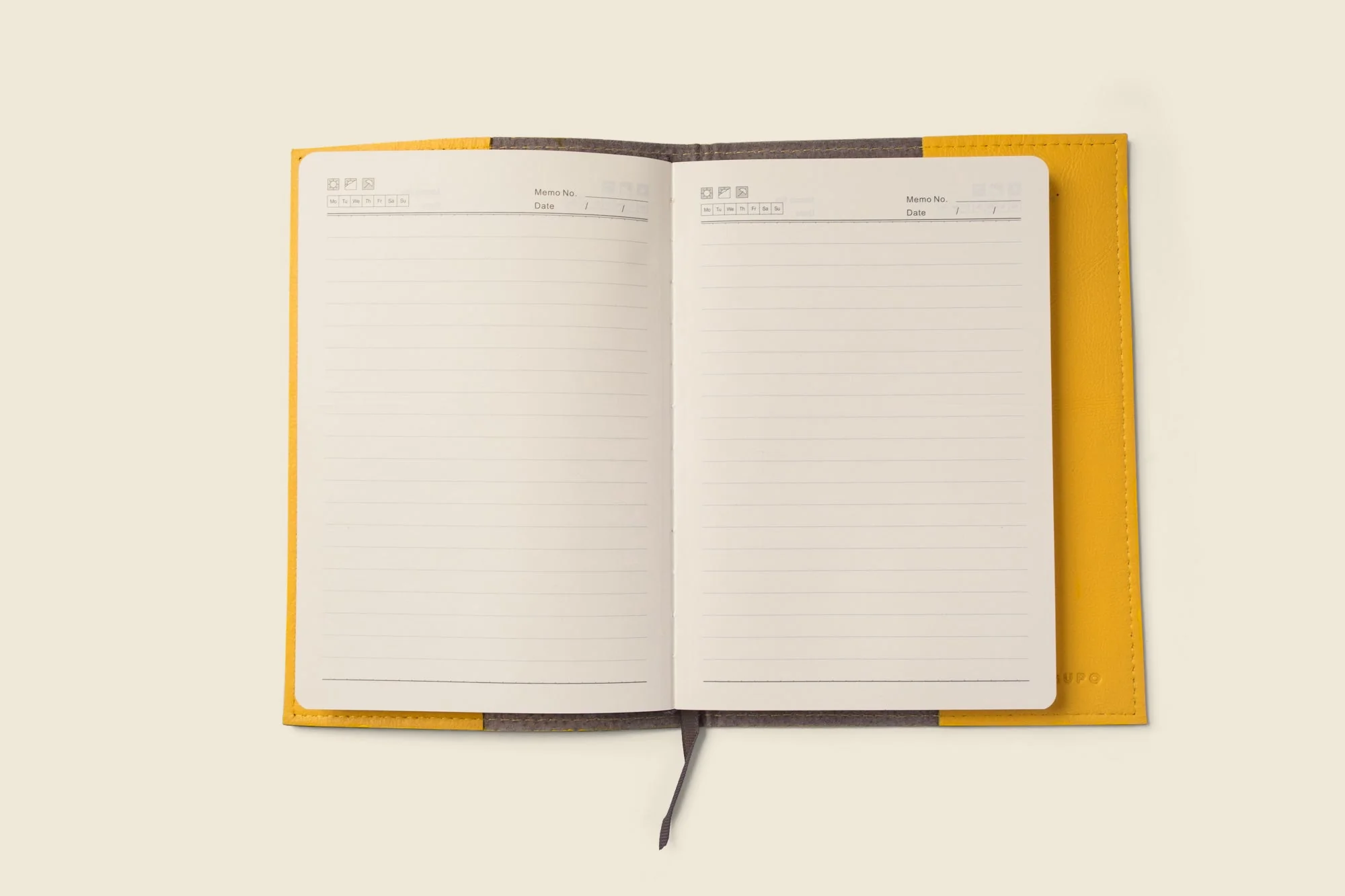 Refillable A5 Leather Notebook Cover – Yellow - Image 3