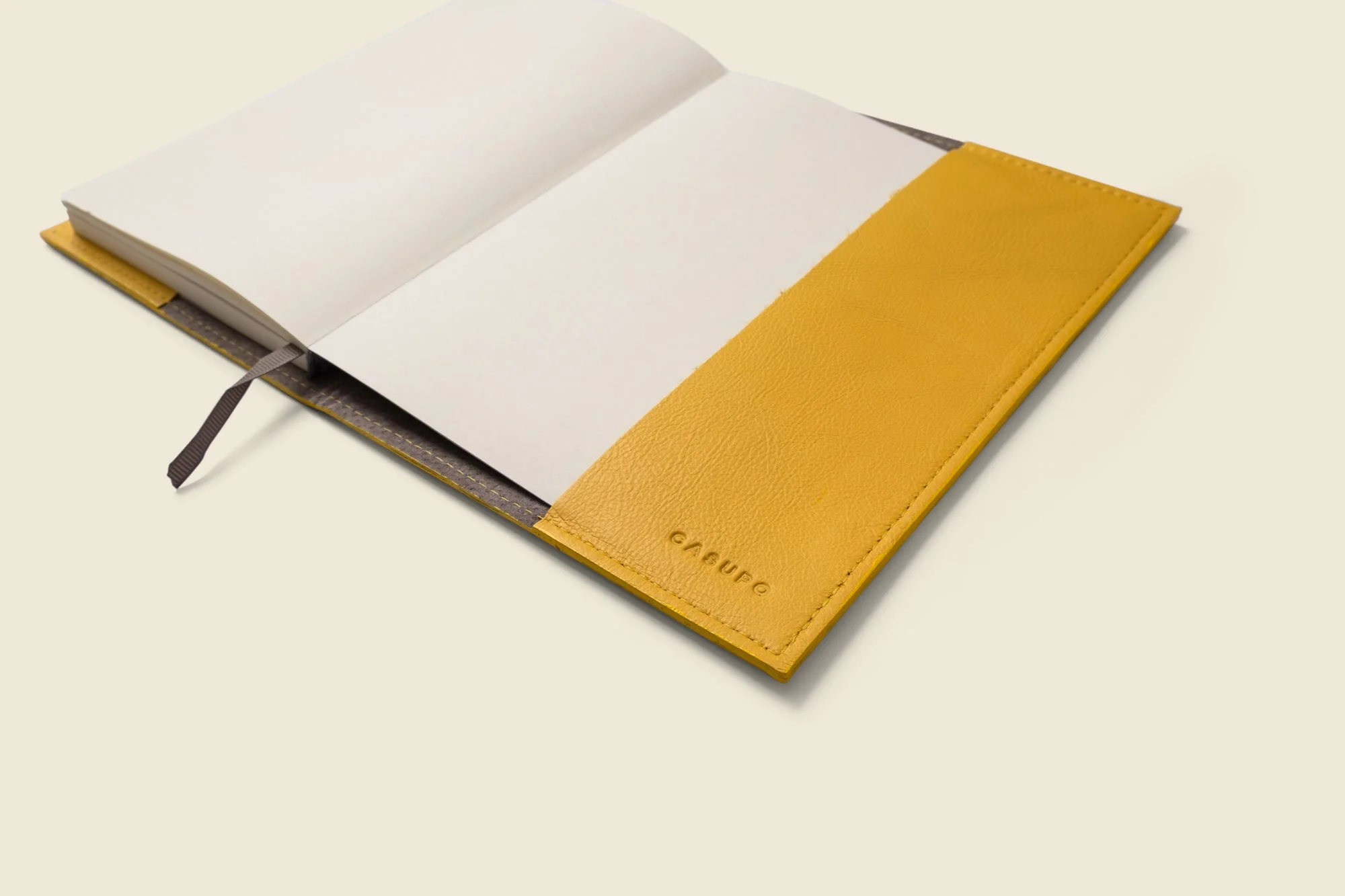 Refillable A5 Leather Notebook Cover – Yellow - Image 4