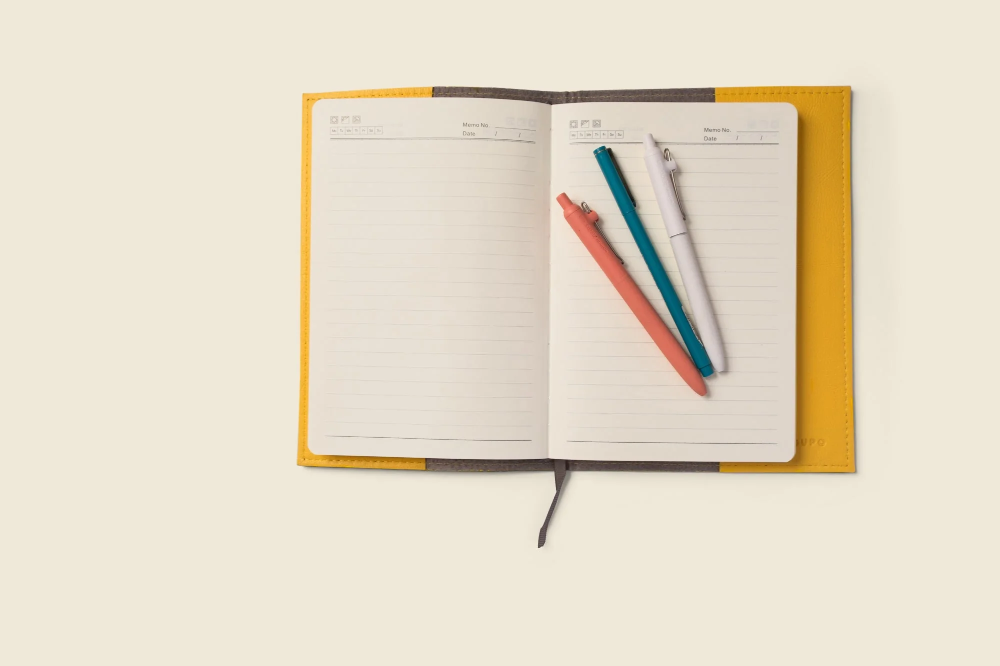 Refillable A5 Leather Notebook Cover – Yellow - Image 5