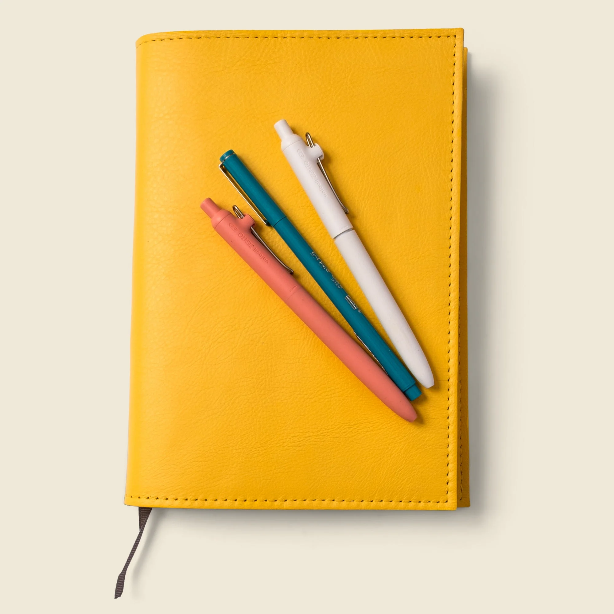 Refillable A5 Leather Notebook Cover – Yellow - Image 6