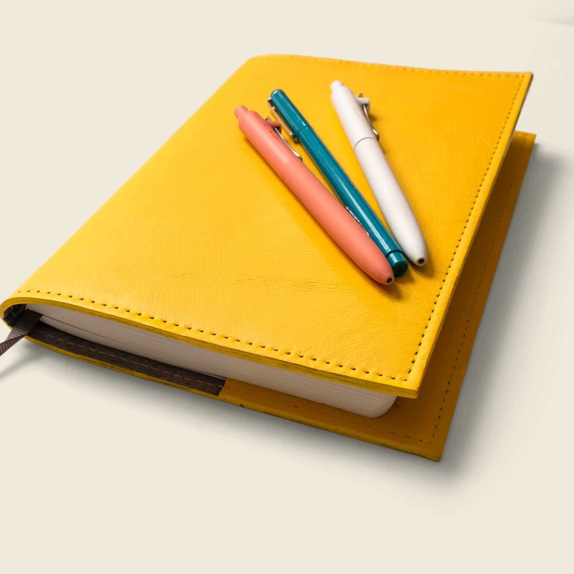Refillable A5 Leather Notebook Cover – Yellow - Image 7
