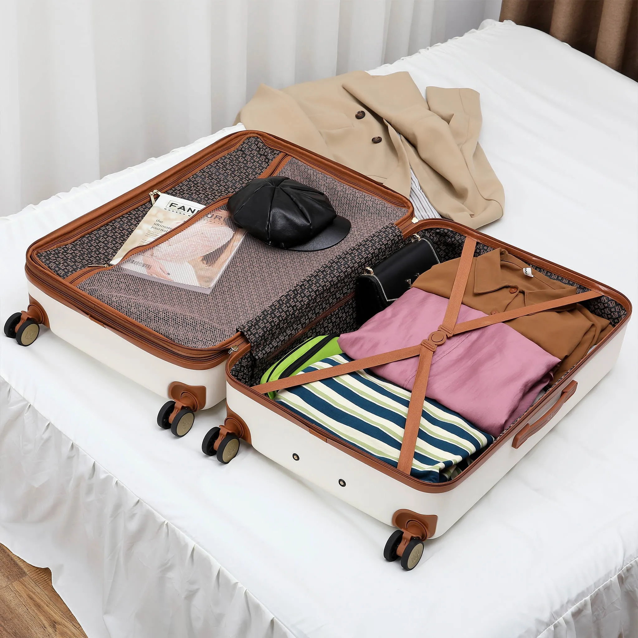 Grace 3 Piece Expandable Retro Luggage Set - Image 5