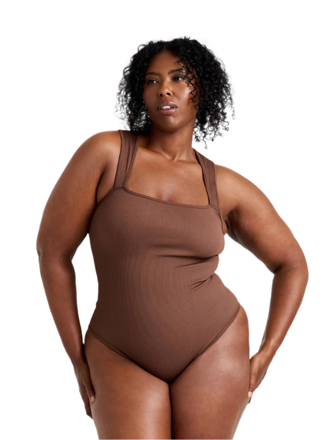 Ribbed Square Neck Shapewear Bodysuit - Image 3