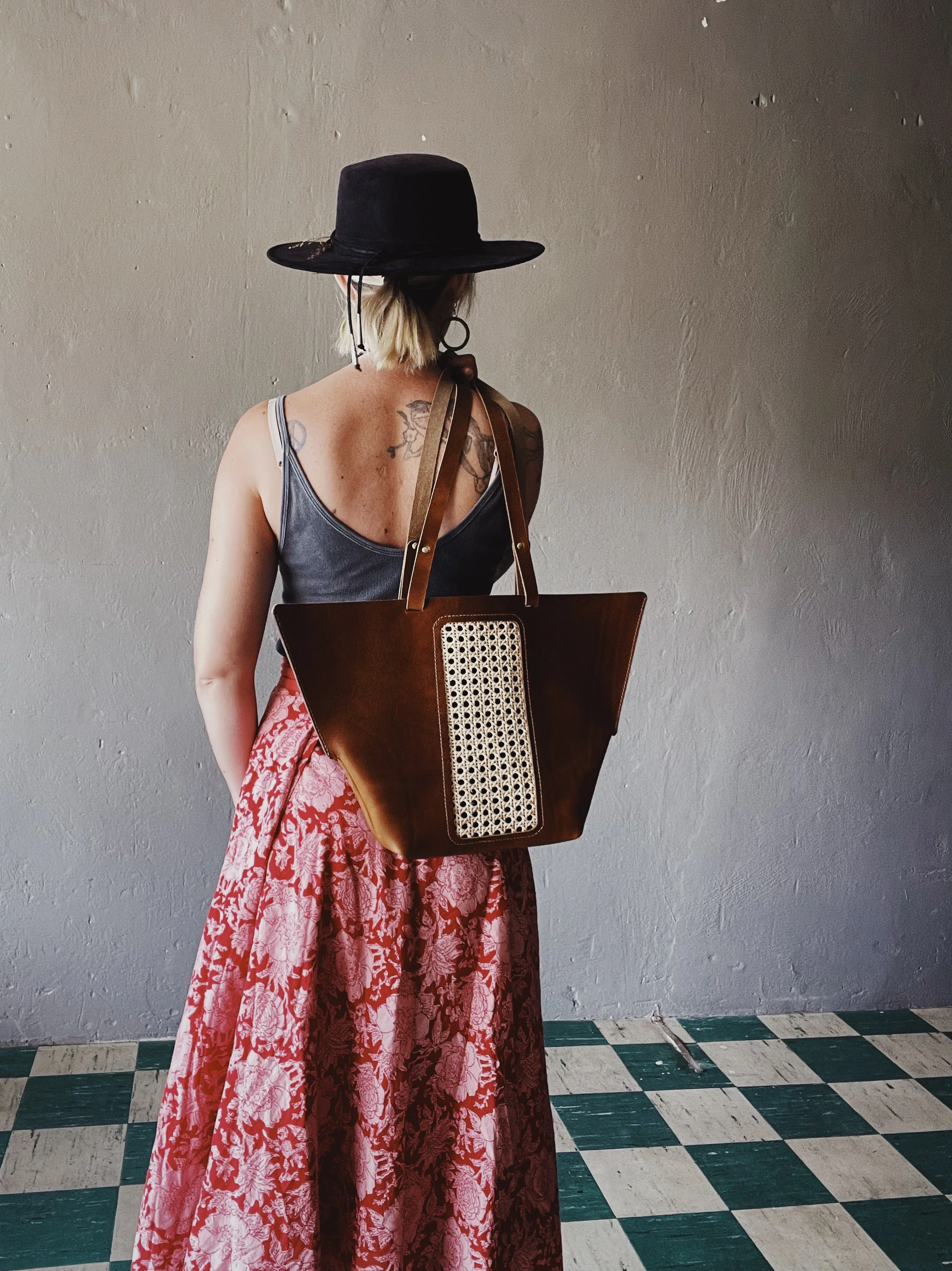 Riviera Tote Bag – Handcrafted Leather & Cane Weave Tote - Image 8