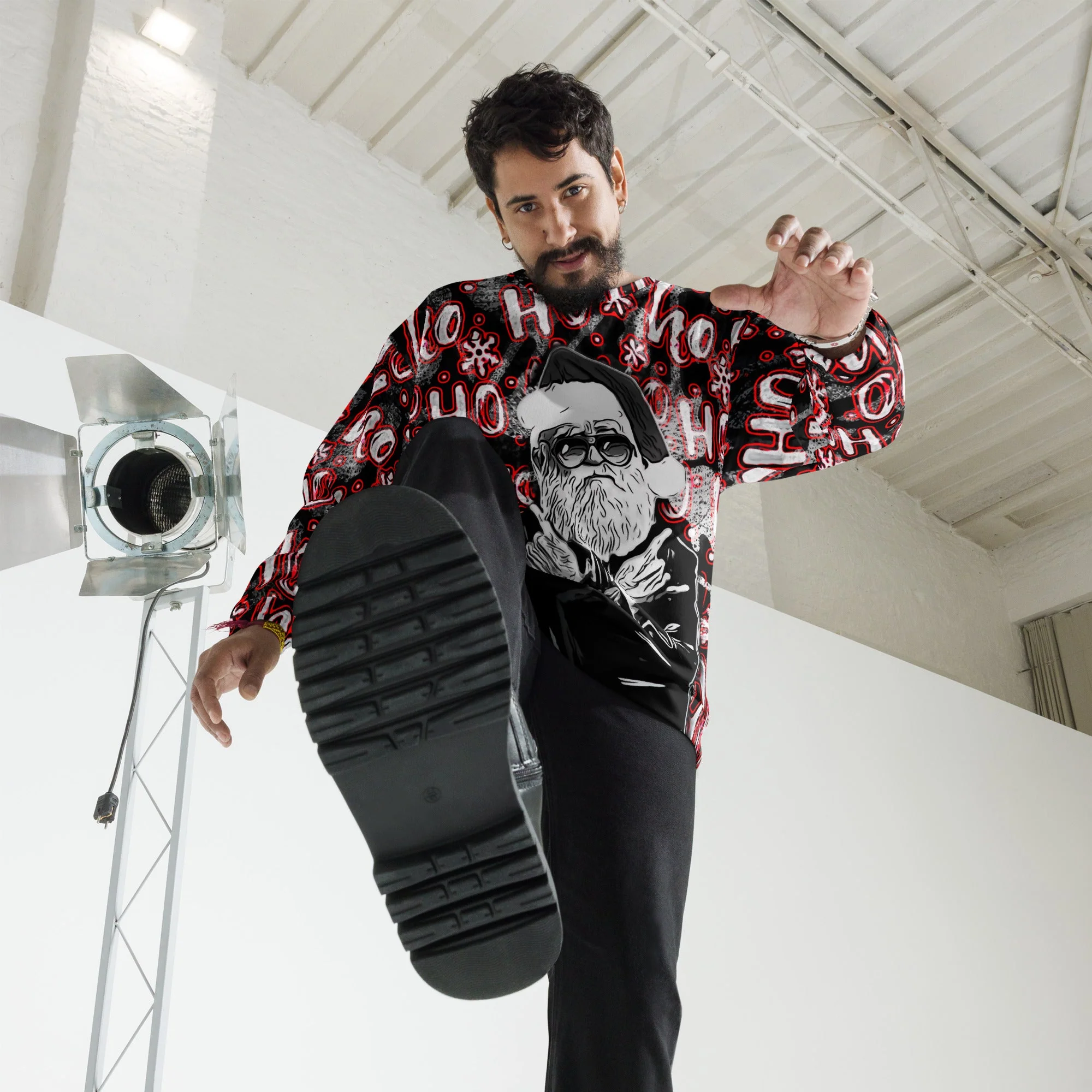 Rock N' Roll Santa Christmas Sweatshirt - Image 5