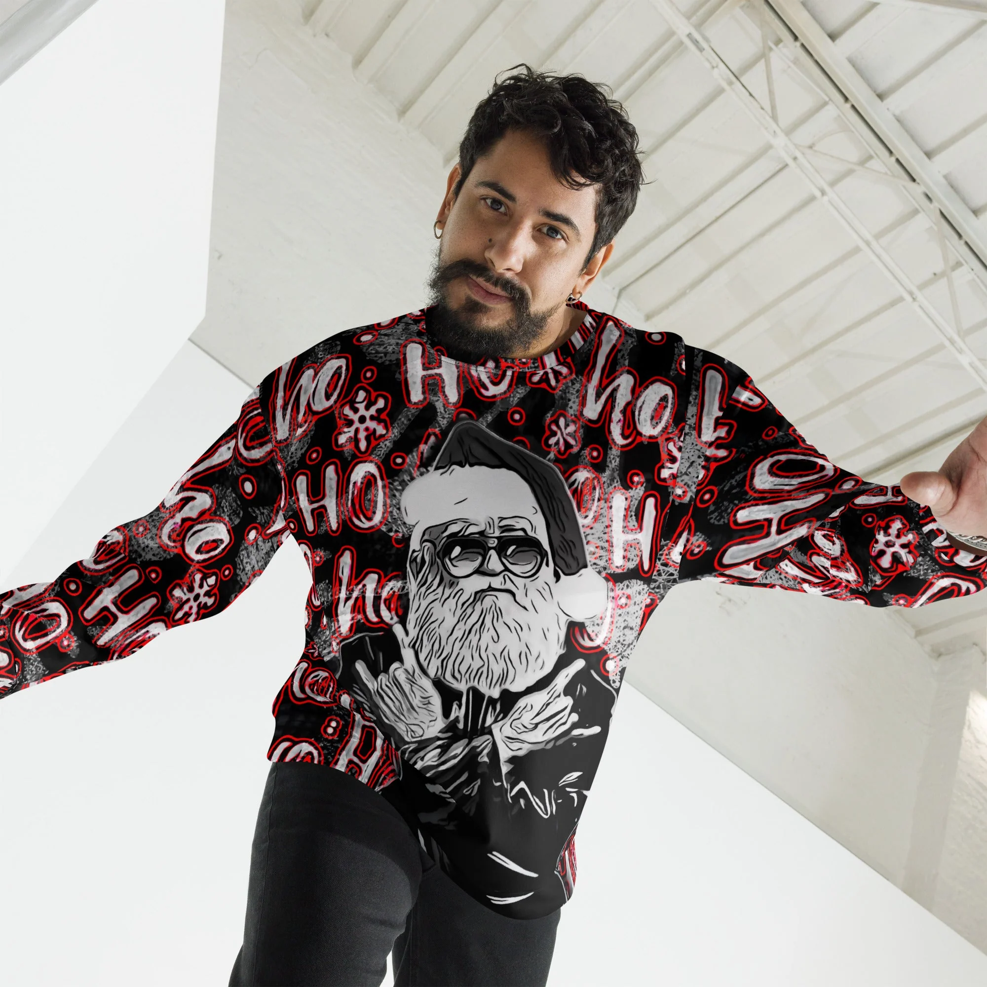 Rock N' Roll Santa Christmas Sweatshirt - Image 6