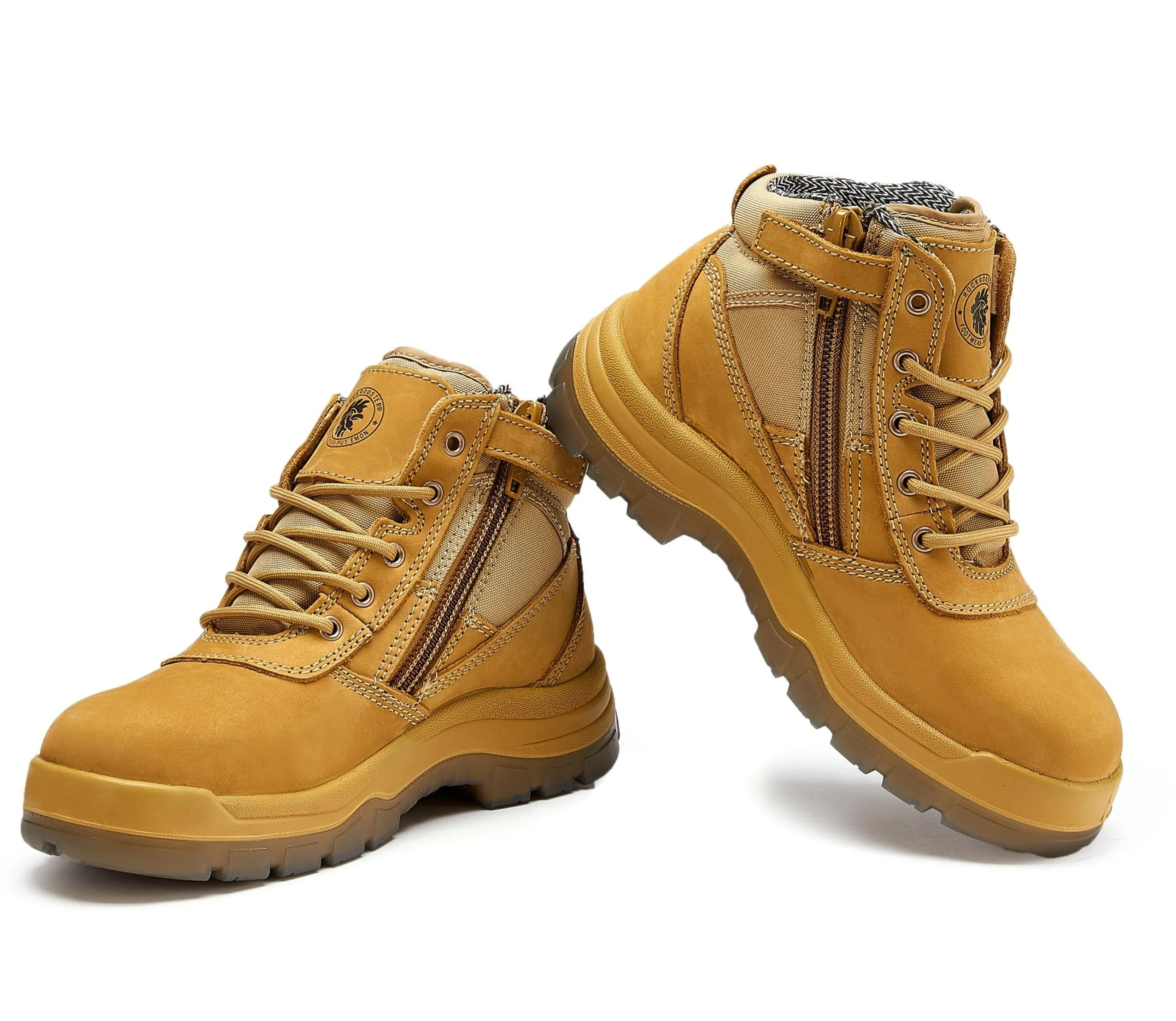 Cortez Tan 6 Inch Zip-sided Steel Toecap Leather Work Boots AK050 - Image 2