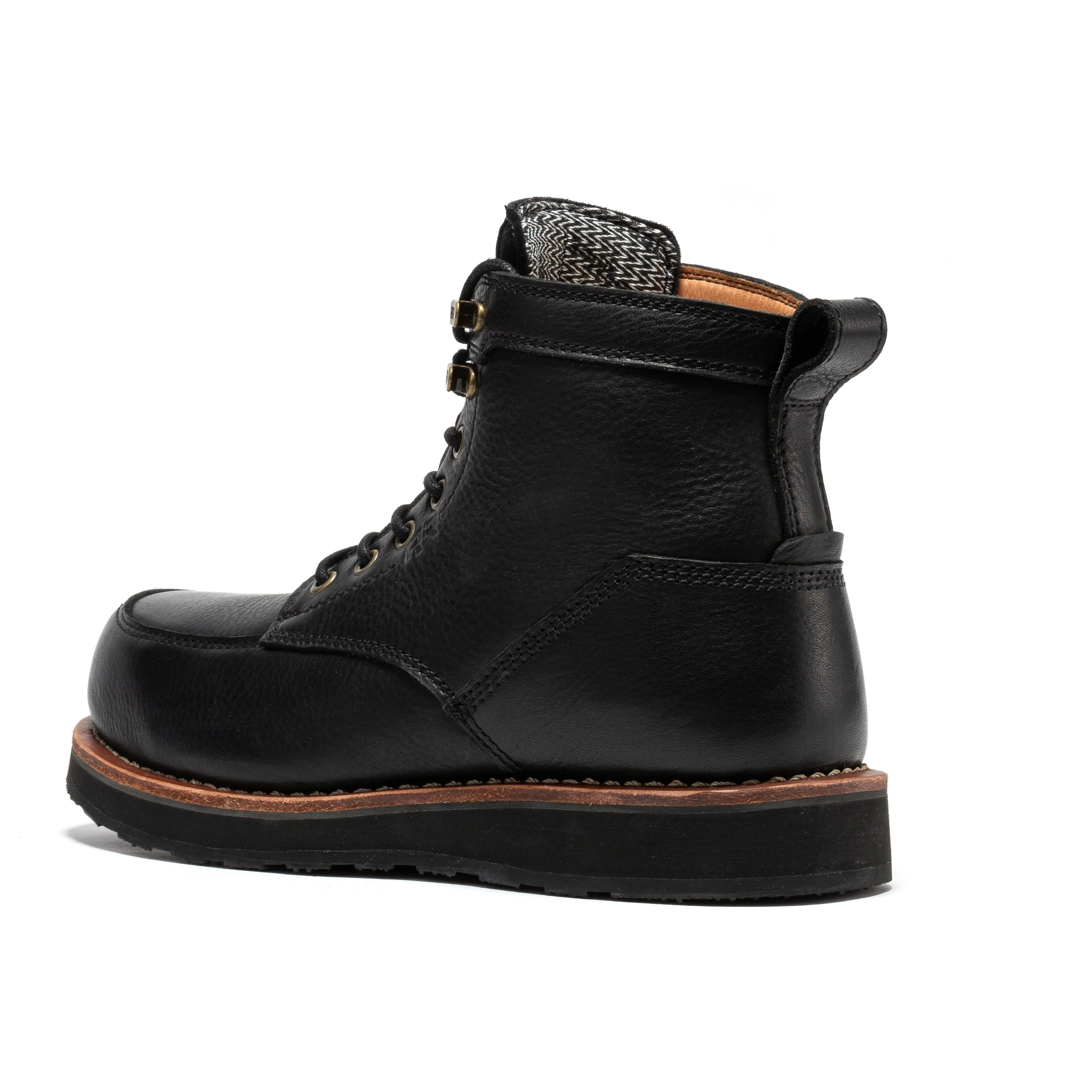 Edgewood Men's 6 Inch Black Steel Toe Wedge Work Boots SAP610BK - Image 2