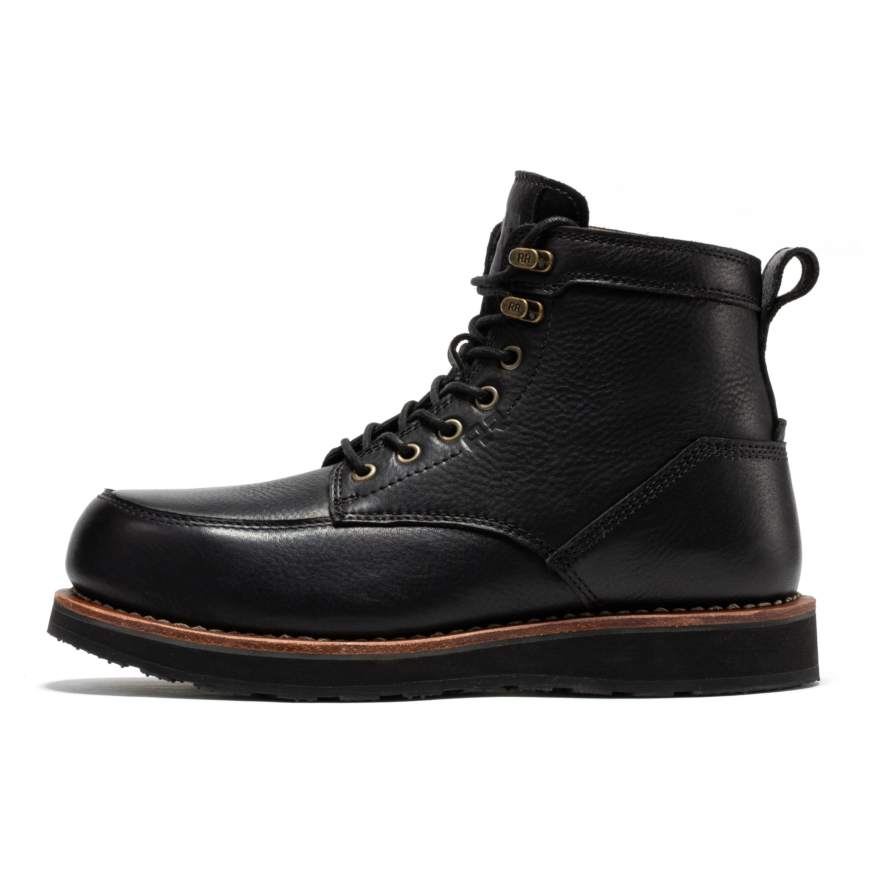 Edgewood Men's 6 Inch Black Steel Toe Wedge Work Boots SAP610BK - Image 3