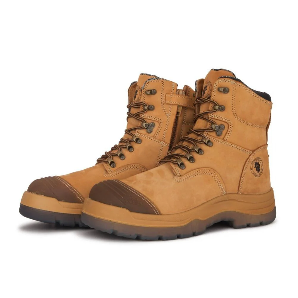 Kimberly Tan 7 inch Zip-sided Steel Toe Leather Work Boots AK232Z - Image 6