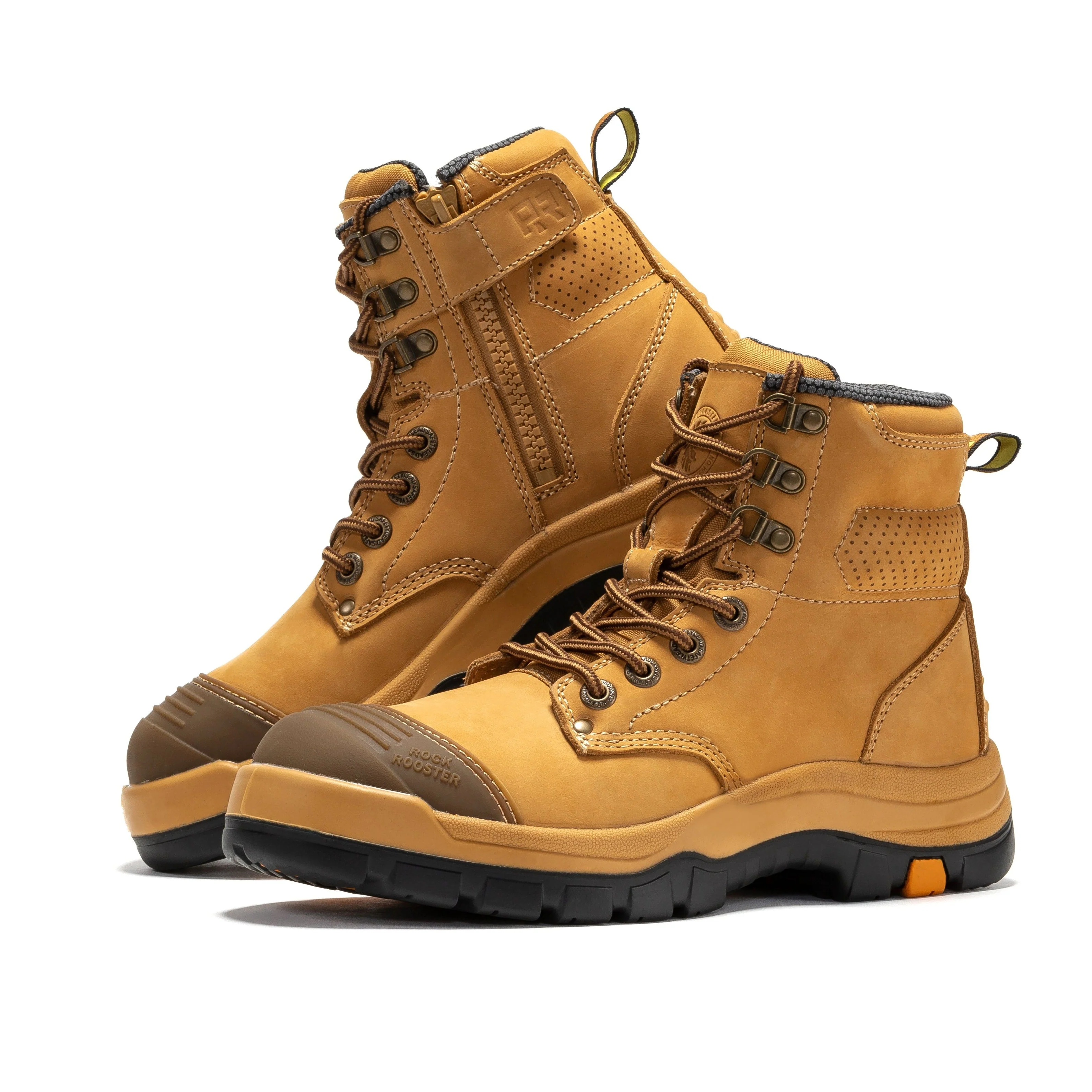 Madison Tan 6 inch Zip-sided Steel Toe Leather Work Boots AK052 - Image 10