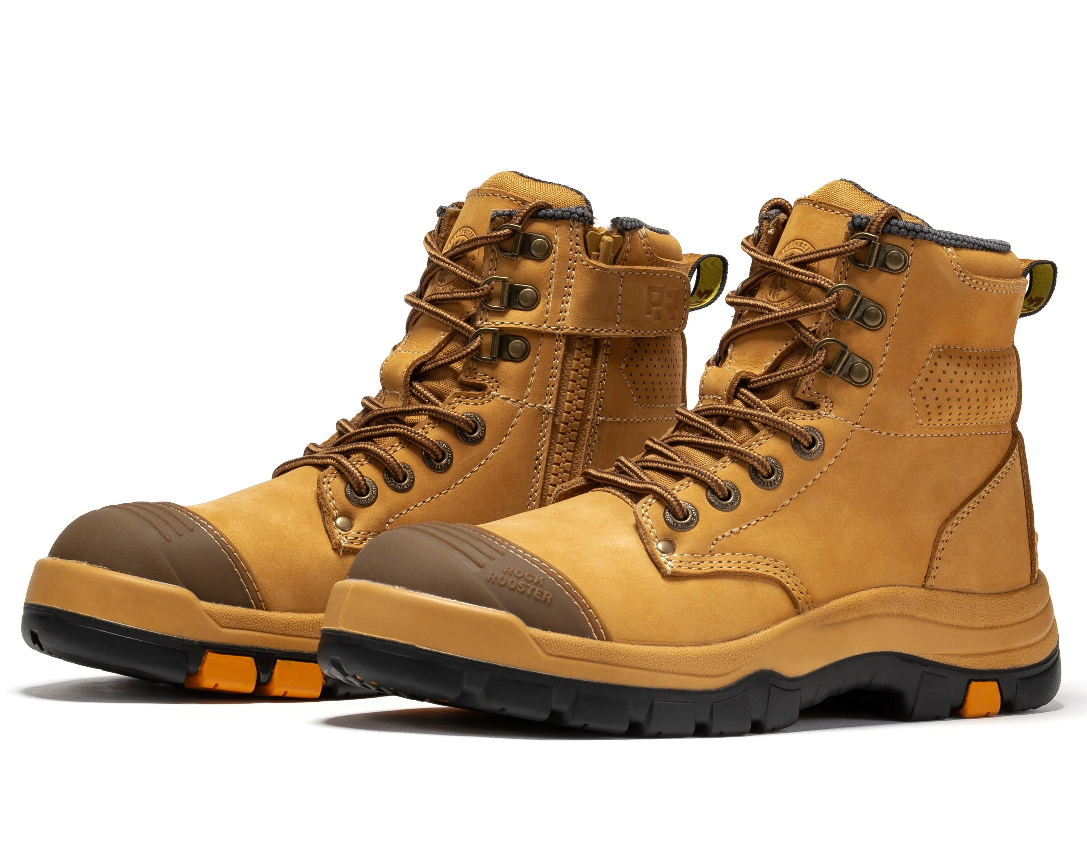 Madison Tan 6 inch Zip-sided Steel Toe Leather Work Boots AK052 - Image 9
