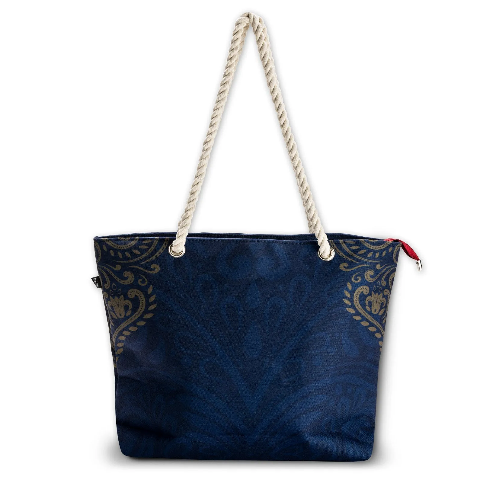 Rose Skull Navy Shoulder Beach Bag - Image 2