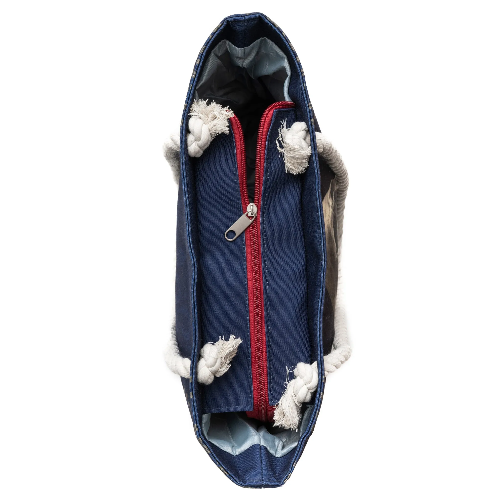 Rose Skull Navy Shoulder Beach Bag - Image 3