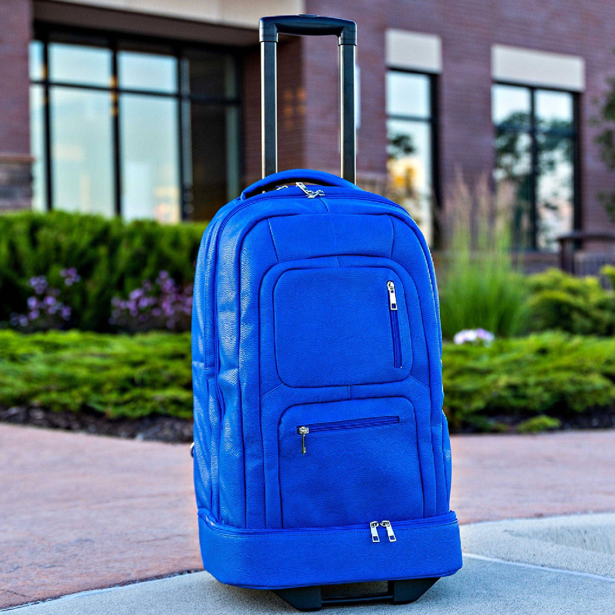Royal Blue Leather Carry-On Roller Bag (Only 150 Made) - Image 3