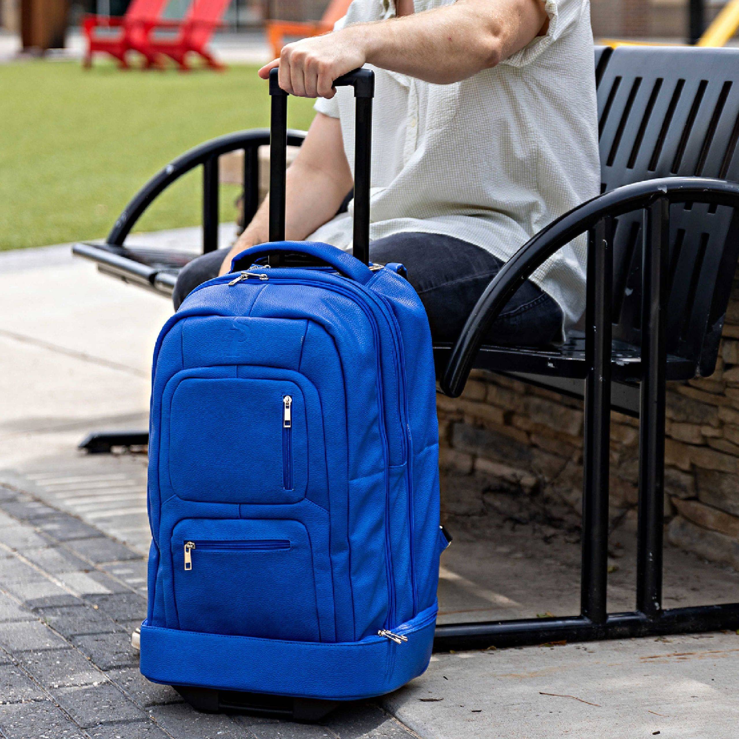 Royal Blue Leather Carry-On Roller Bag (Only 150 Made) - Image 5