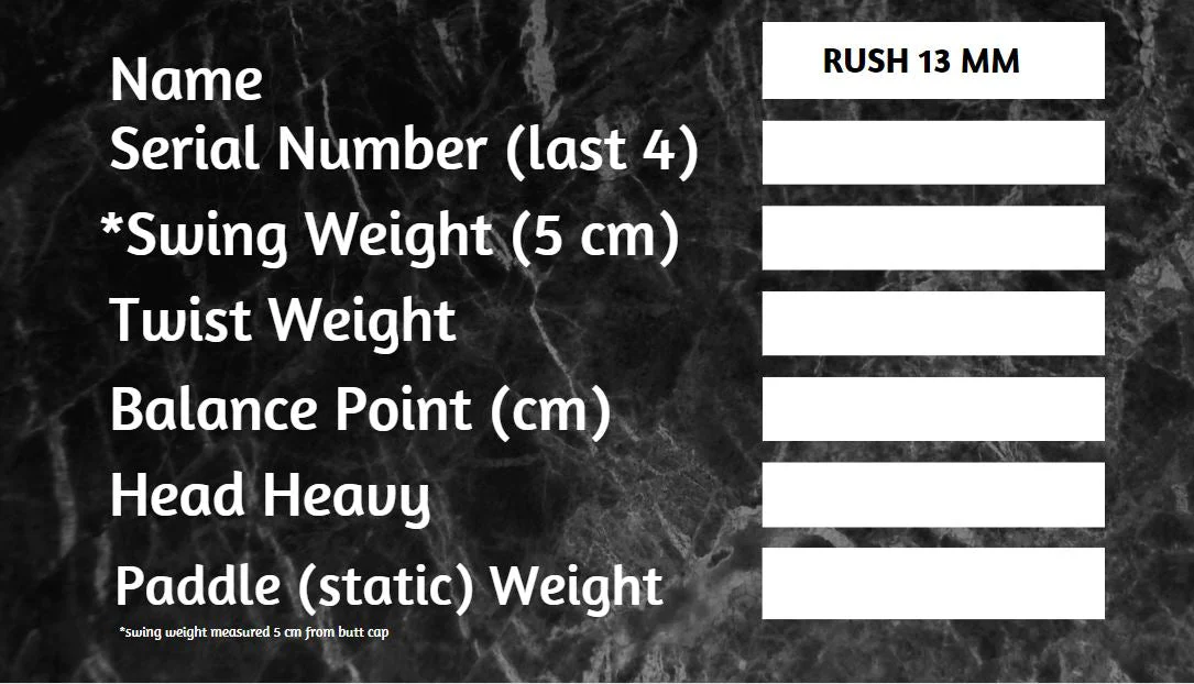 RUSH 13 (PINK) Includes custom weight card, paddle cover, paddle eraser, and lead weights. - Image 9