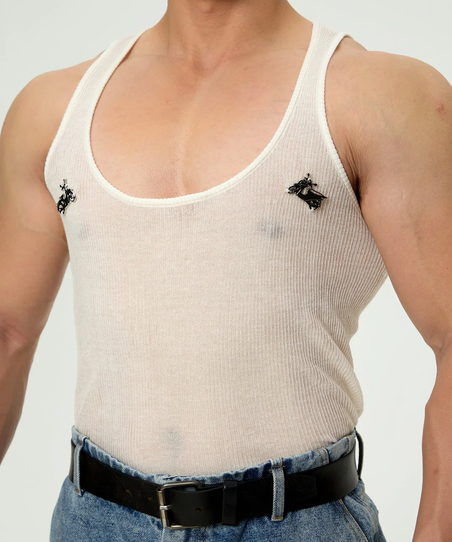 Saigonagram Sheer Rib Knit Tank Top - Image 4