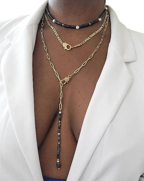 Sapphire and Freshwater Pearls Choker Necklace - Image 3