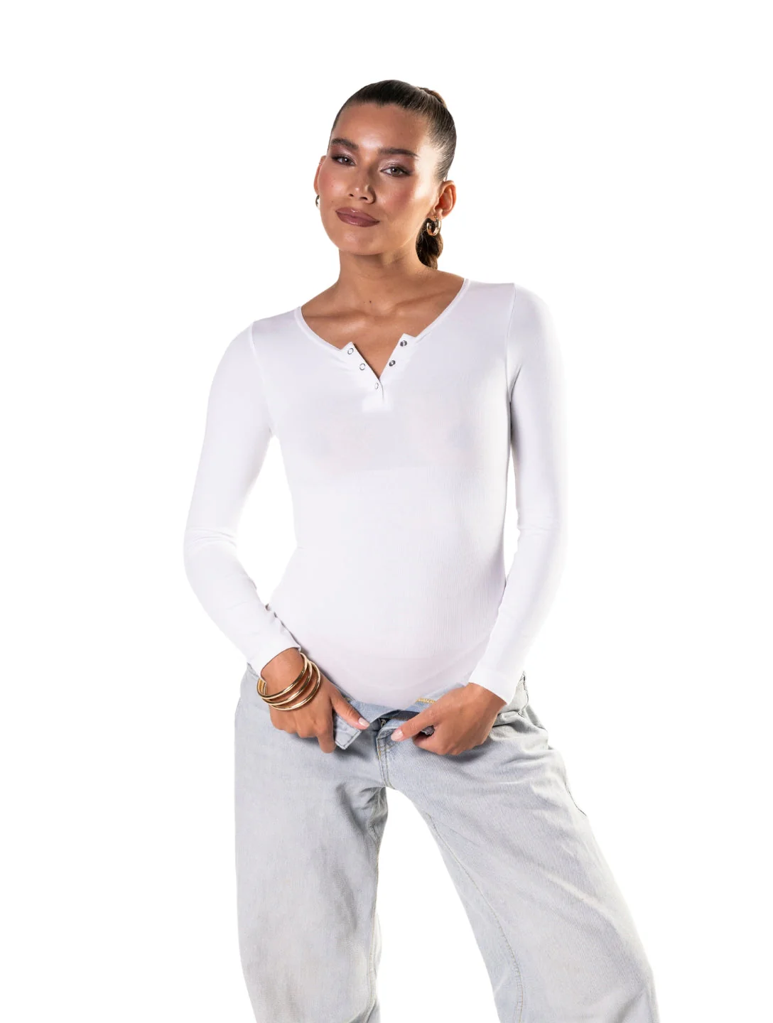 Seamless Long Sleeve Thong Bodysuit - Image 4