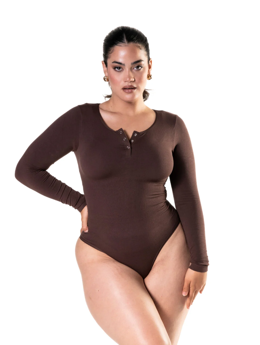 Seamless Long Sleeve Thong Bodysuit - Image 9