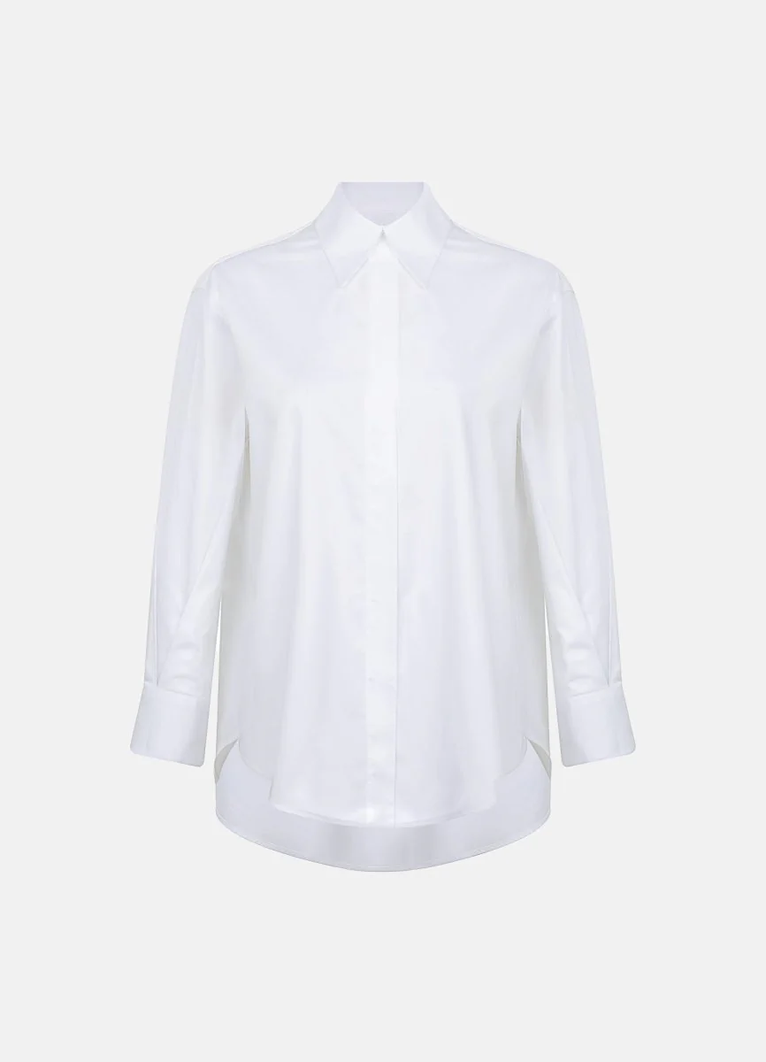 Seconda Oversized White Cotton Business Shirt - Image 3