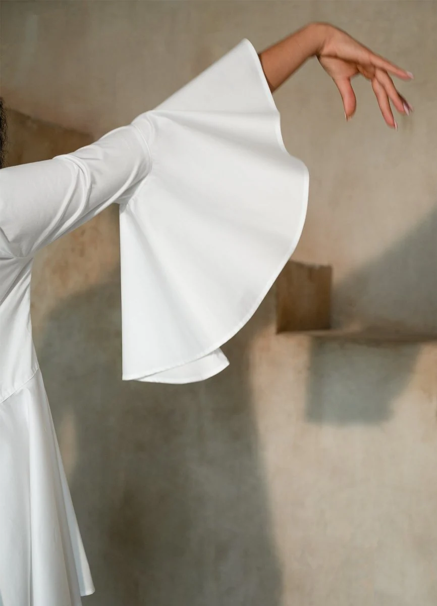 Sesta Italian Design White Gabardine Shirt - Image 6