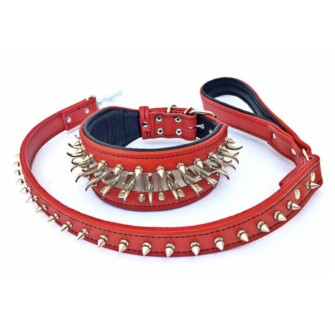 Spikes & Stainless Steel Dog Set 2.8-inch Wide - Collar - Leash. Made in Europe - Image 3