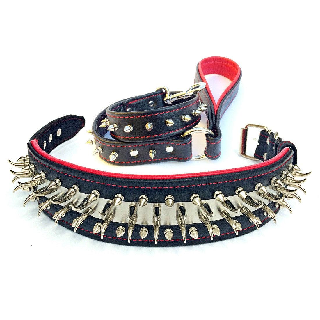 Spikes & Stainless Steel Dog Set 2.8-inch Wide - Collar - Leash. Made in Europe - Image 4