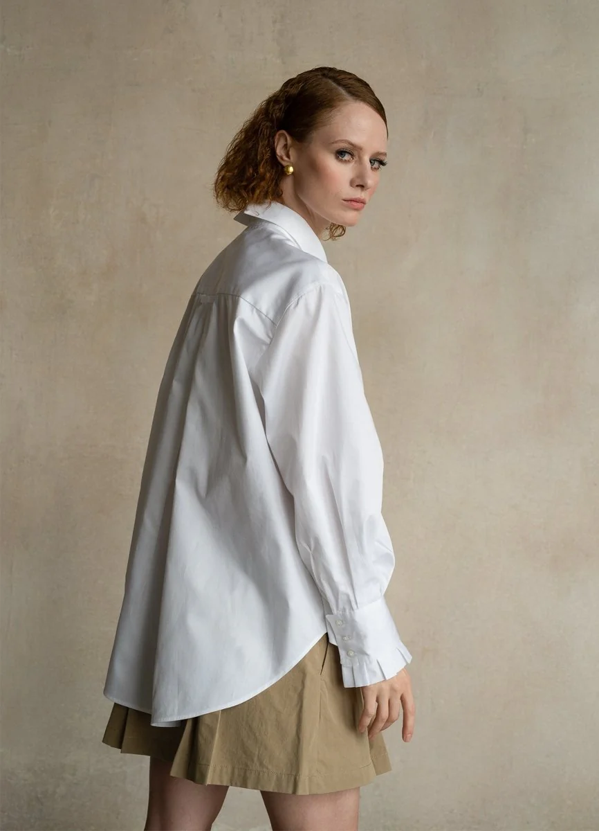 Settima Ruffled White Organic Cotton Shirt - Image 4