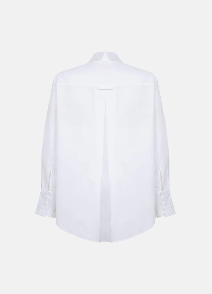 Settima Ruffled White Organic Cotton Shirt - Image 7