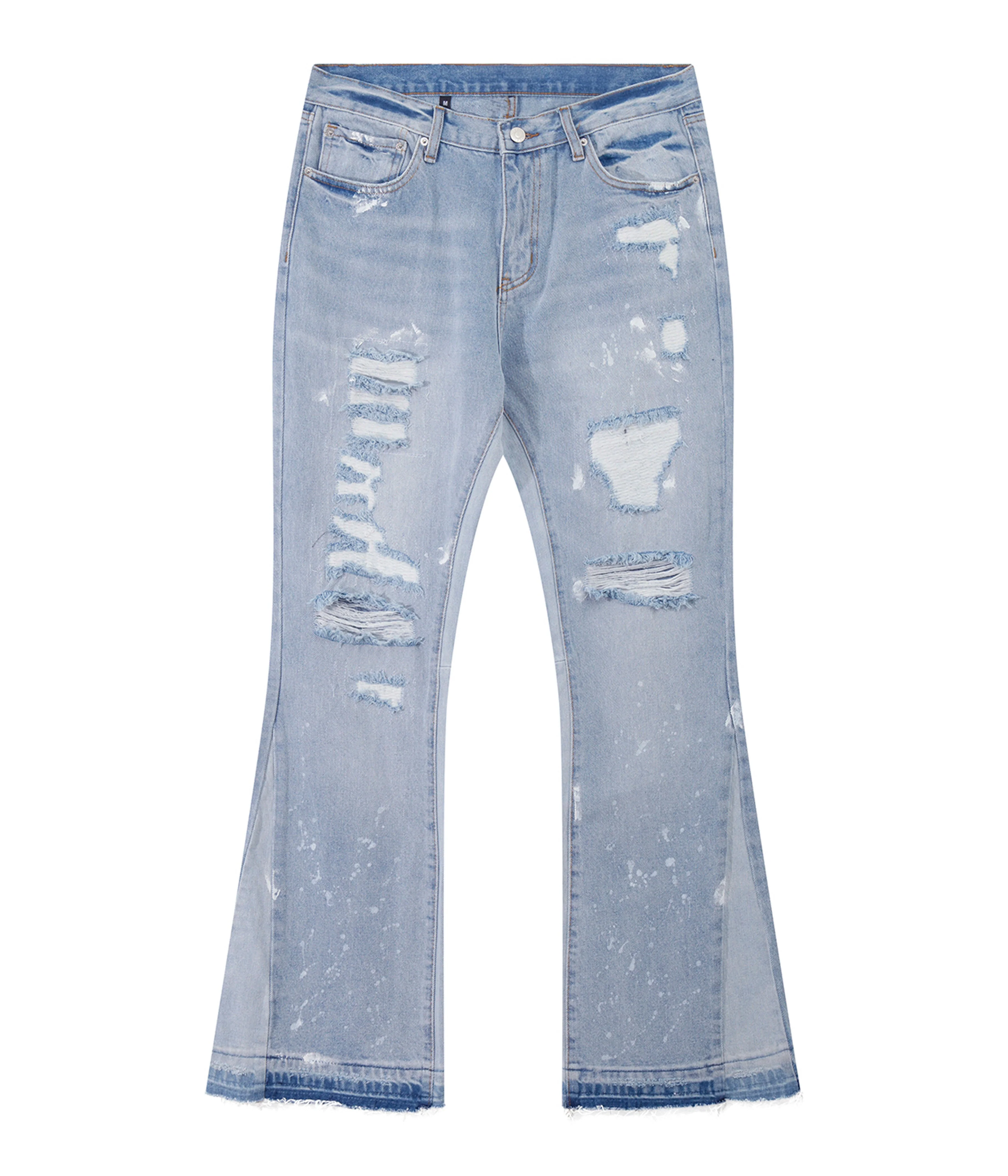 SKY DISTRESSED SPLIT FLARE DENIM