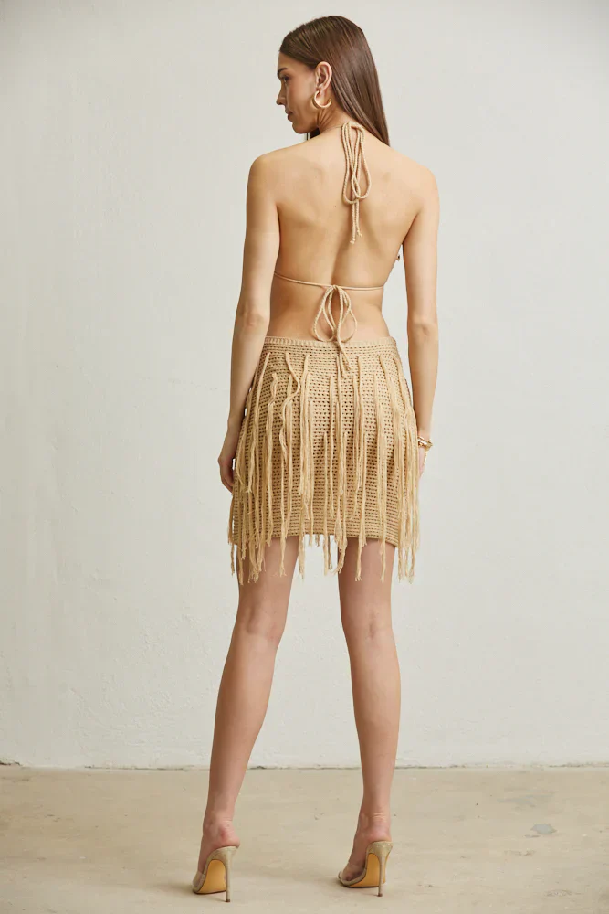 Sleek Fringe Crochet Dress - Image 4