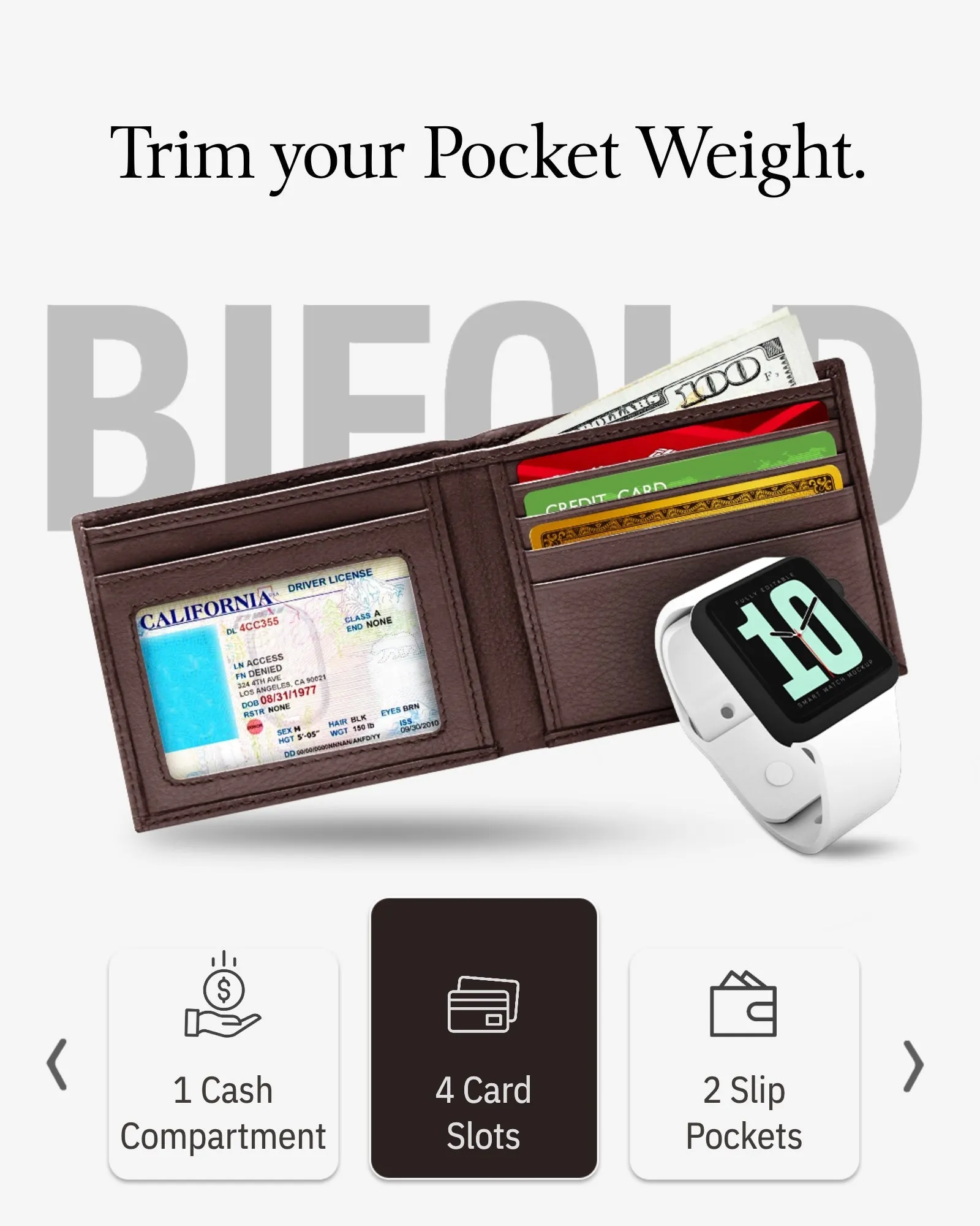 Leather Bifold Wallet with ID Window - Image 18