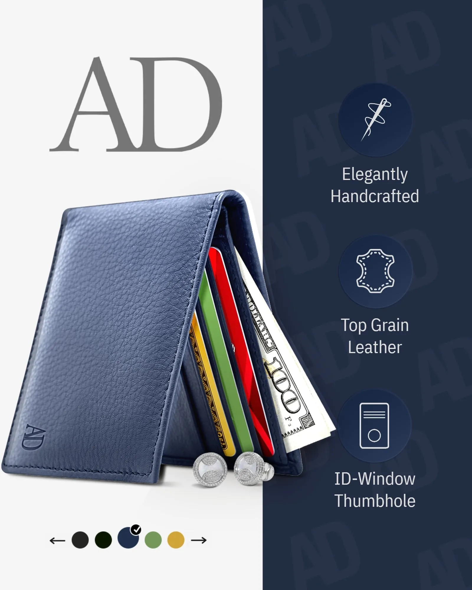 Leather Bifold Wallet with ID Window - Image 27
