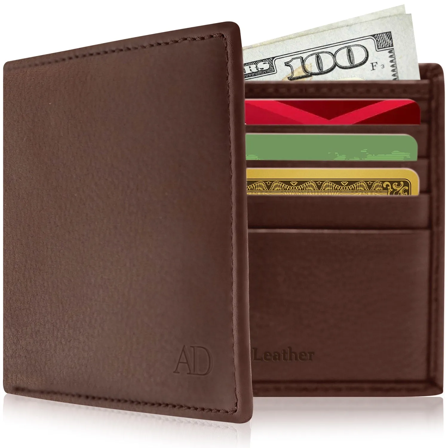 Leather Bifold Wallet with ID Window - Image 33
