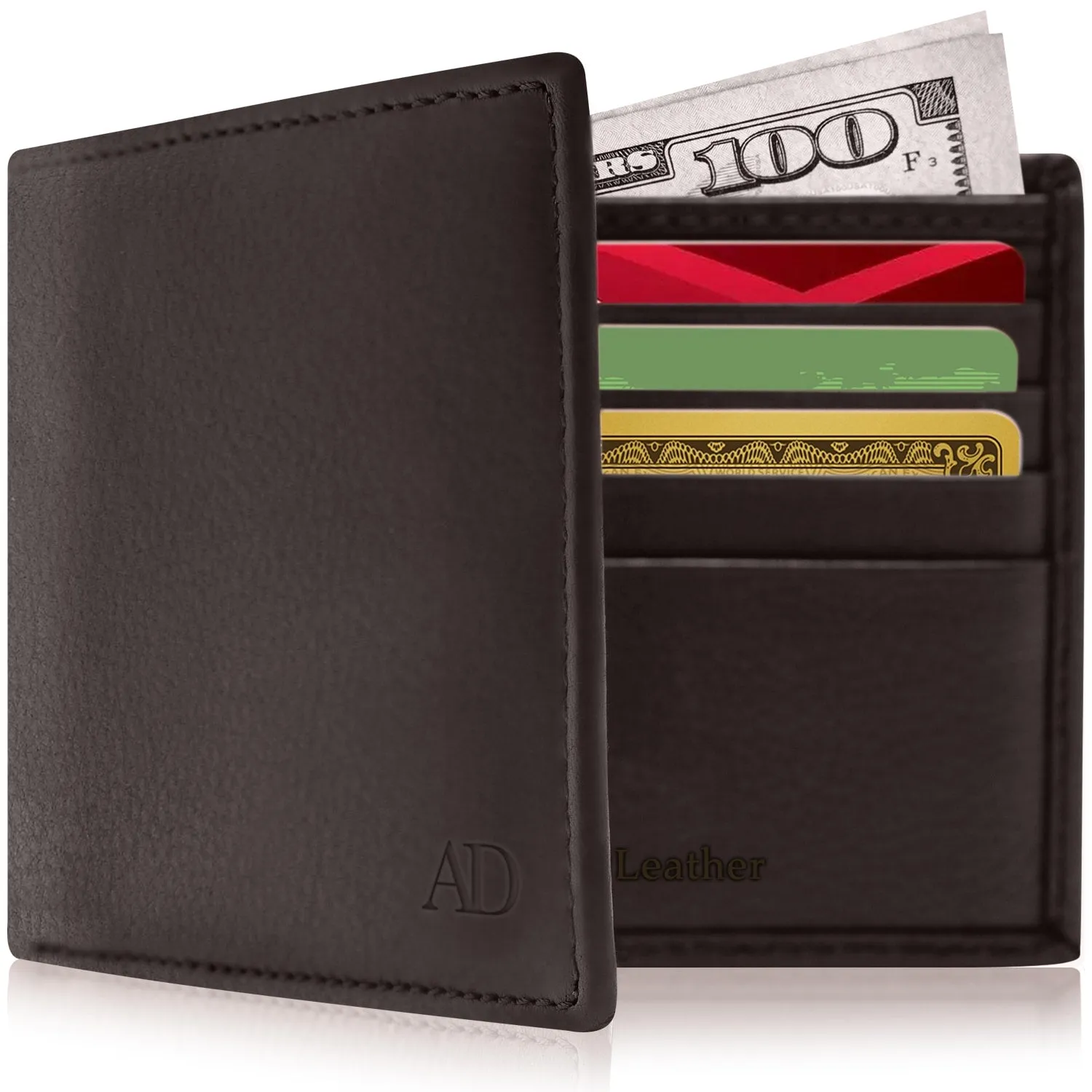 Leather Bifold Wallet with ID Window - Image 37