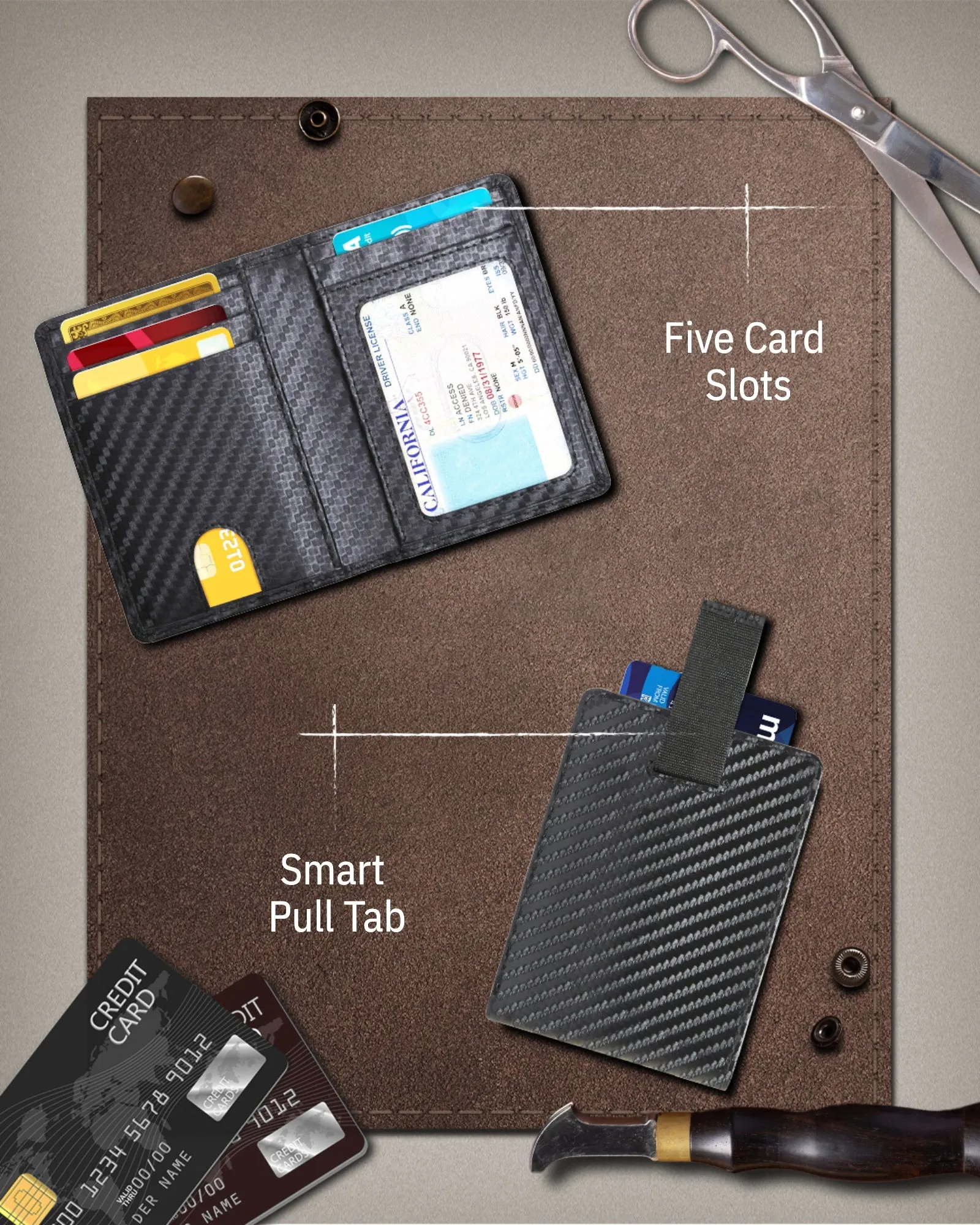 Leather Bifold Wallet with Pull Strap - Image 11