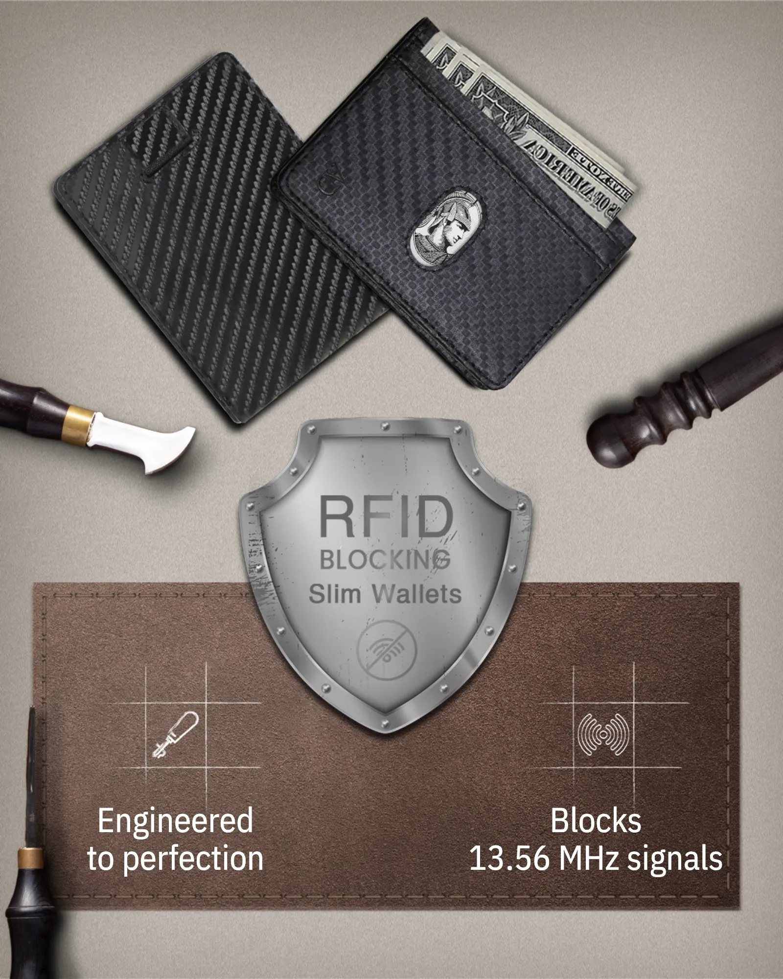 Leather Bifold Wallet with Pull Strap - Image 12