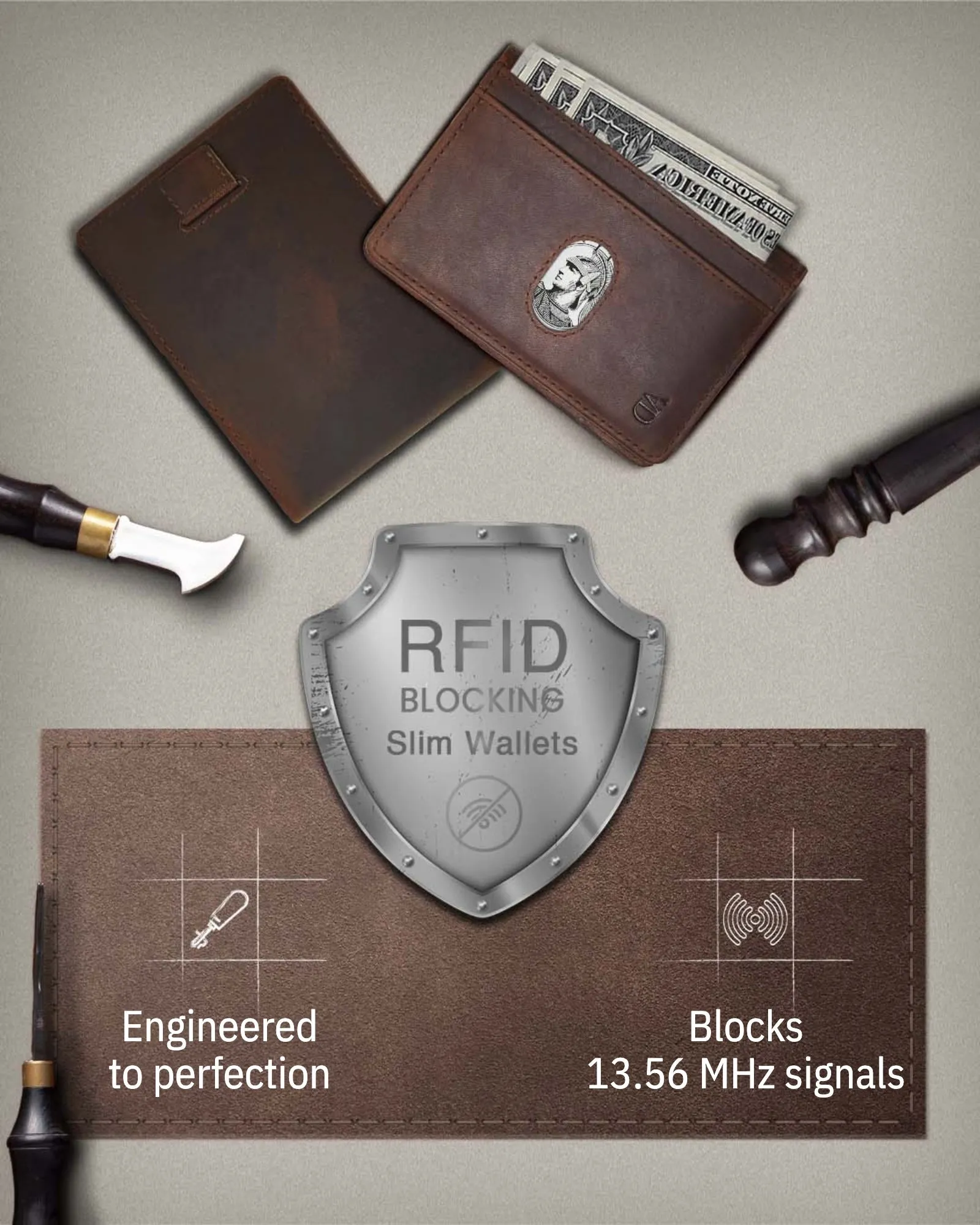Leather Bifold Wallet with Pull Strap - Image 18