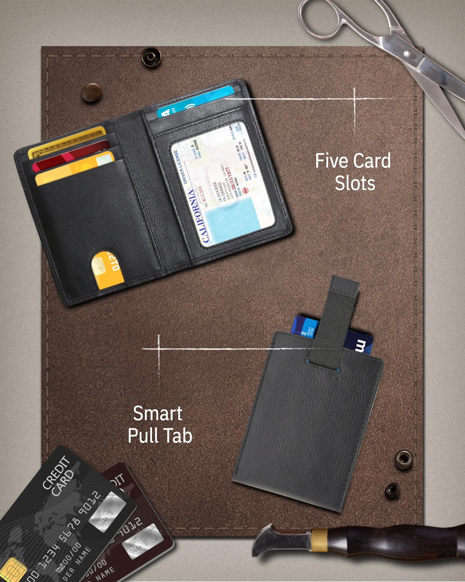 Leather Bifold Wallet with Pull Strap - Image 4