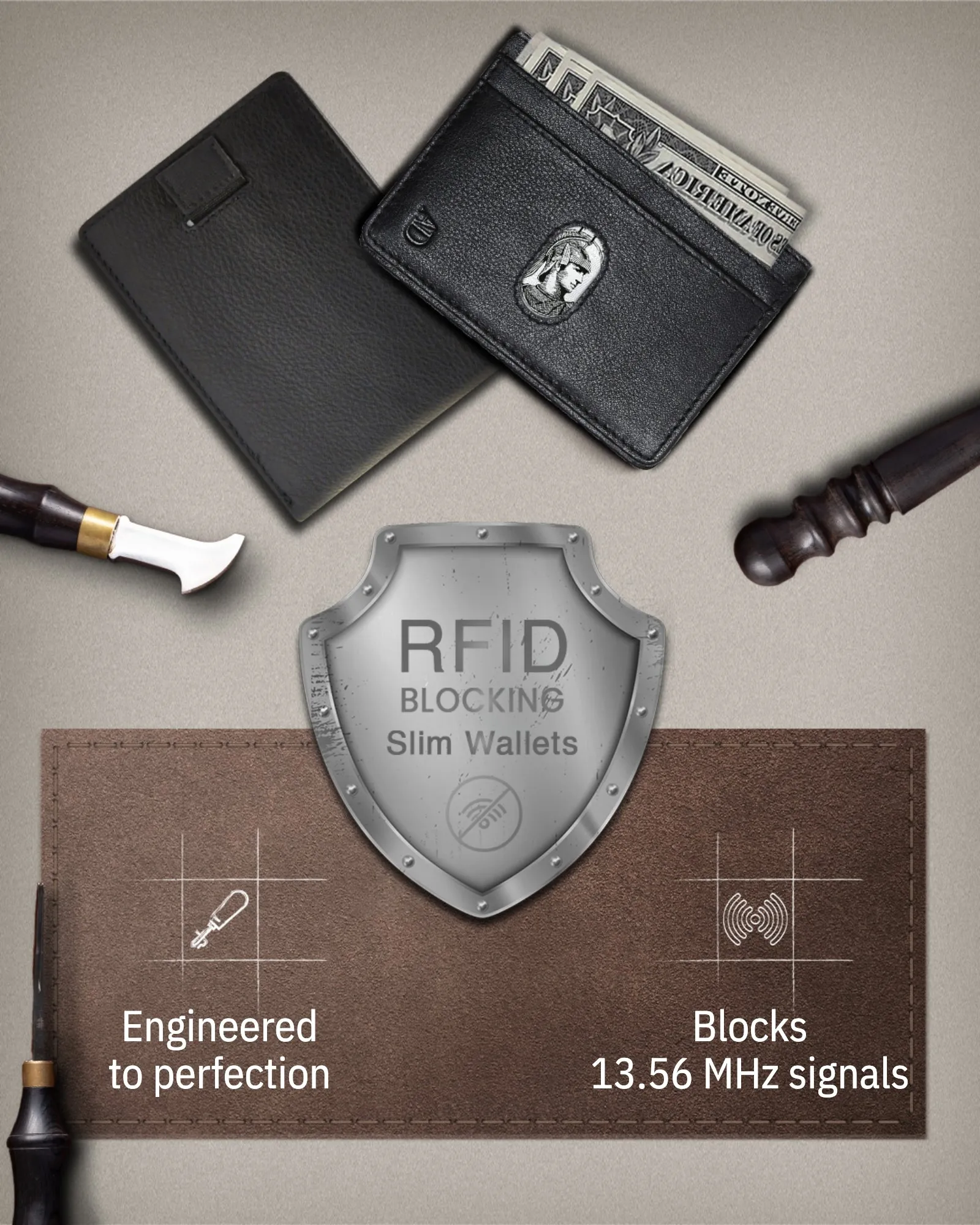 Leather Bifold Wallet with Pull Strap - Image 5