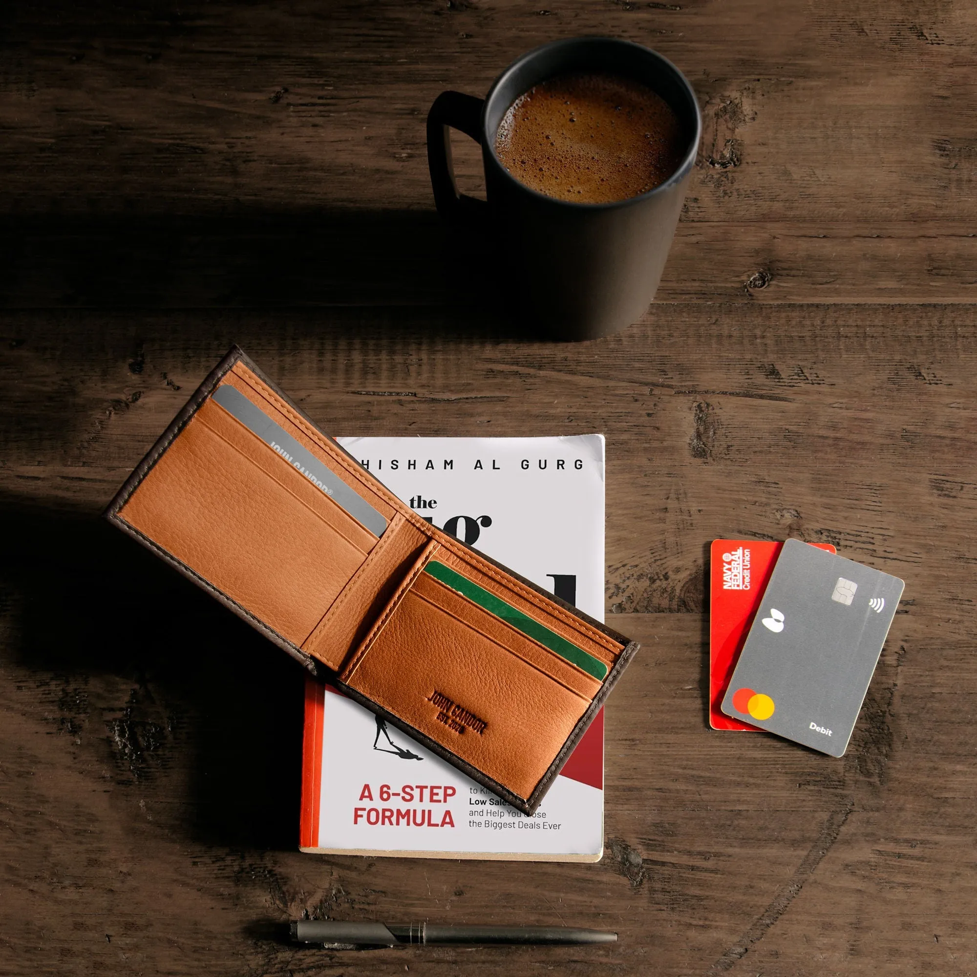 Slim Bifold Wallets for Men (US flag optional)