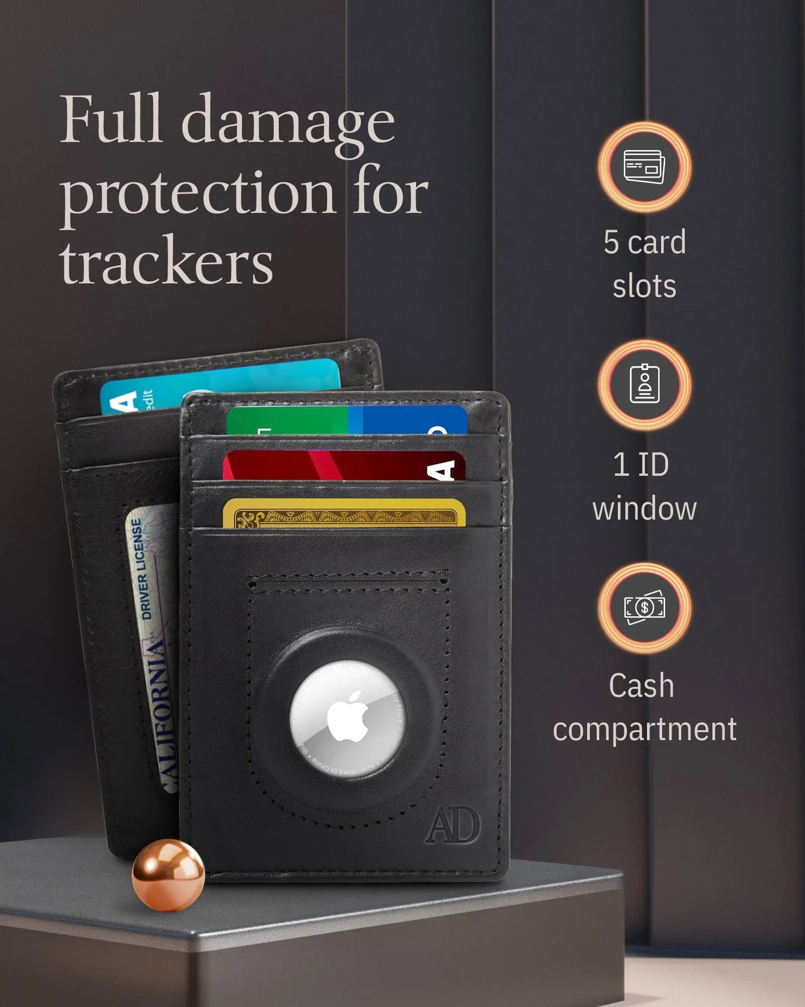 Leather Card Holder with Air Tag Holder - Image 11