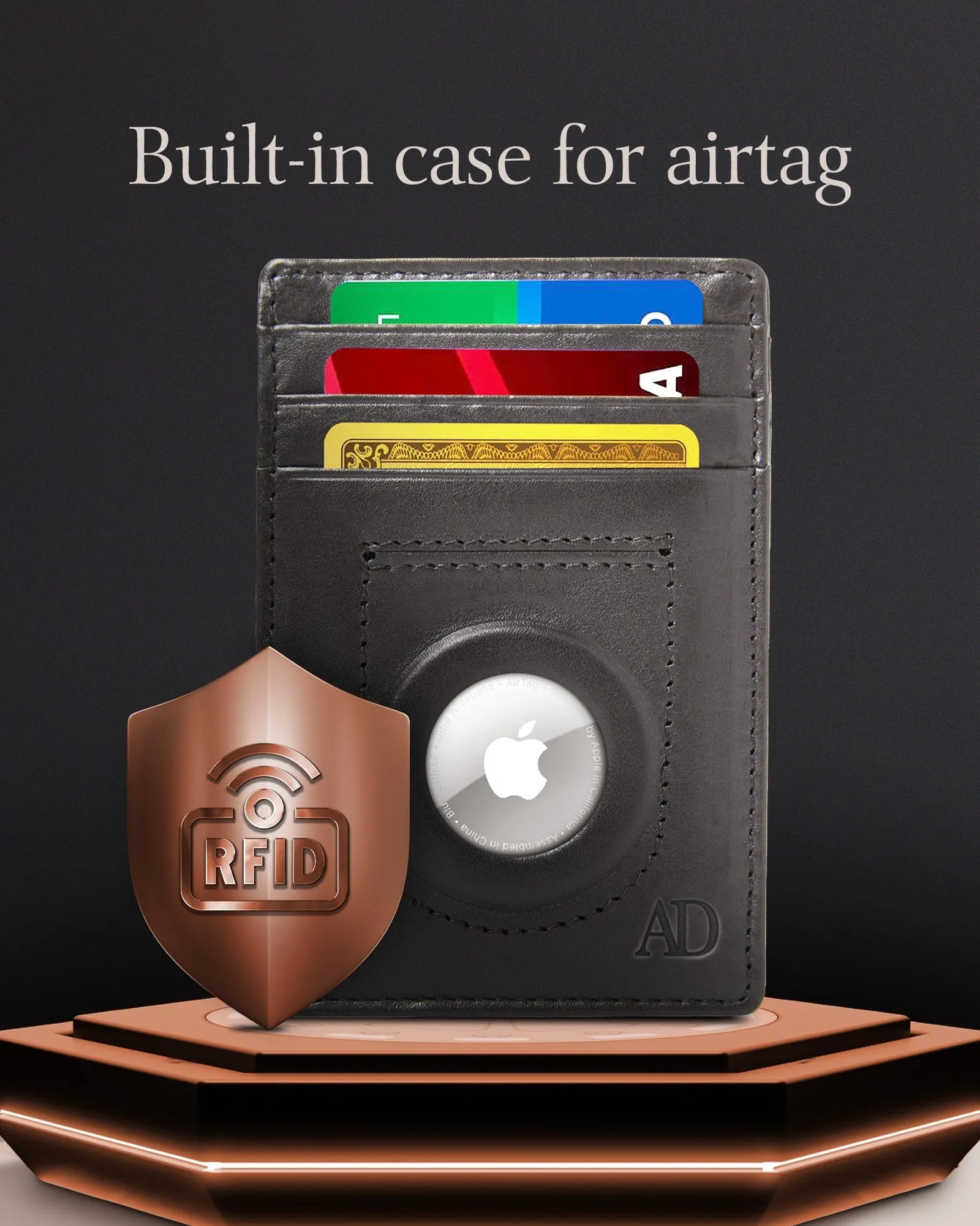 Leather Card Holder with Air Tag Holder - Image 12