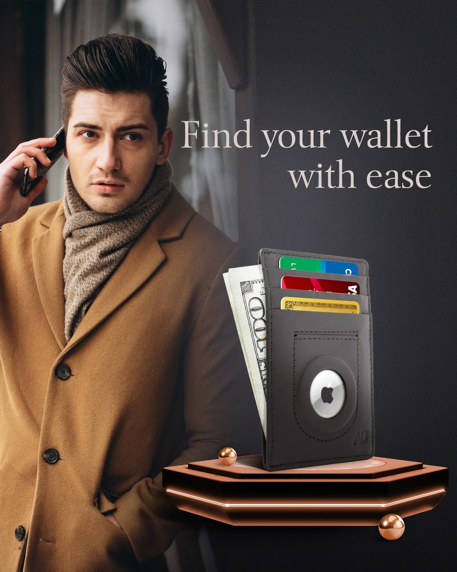 Leather Card Holder with Air Tag Holder - Image 13