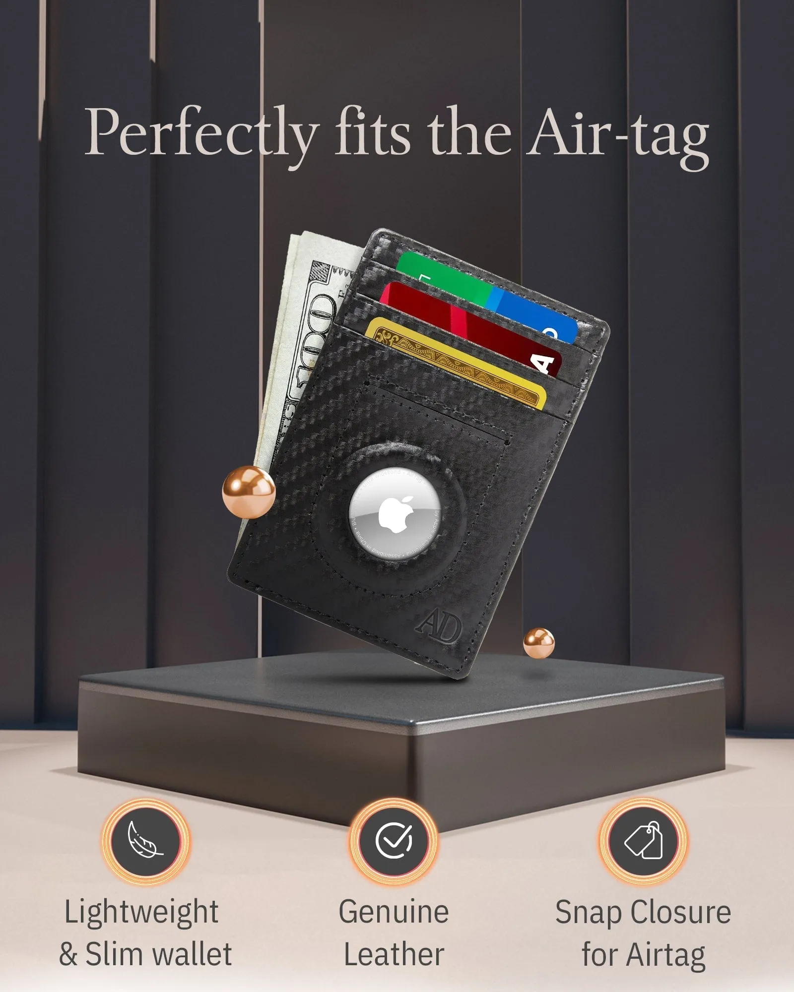 Leather Card Holder with Air Tag Holder - Image 15