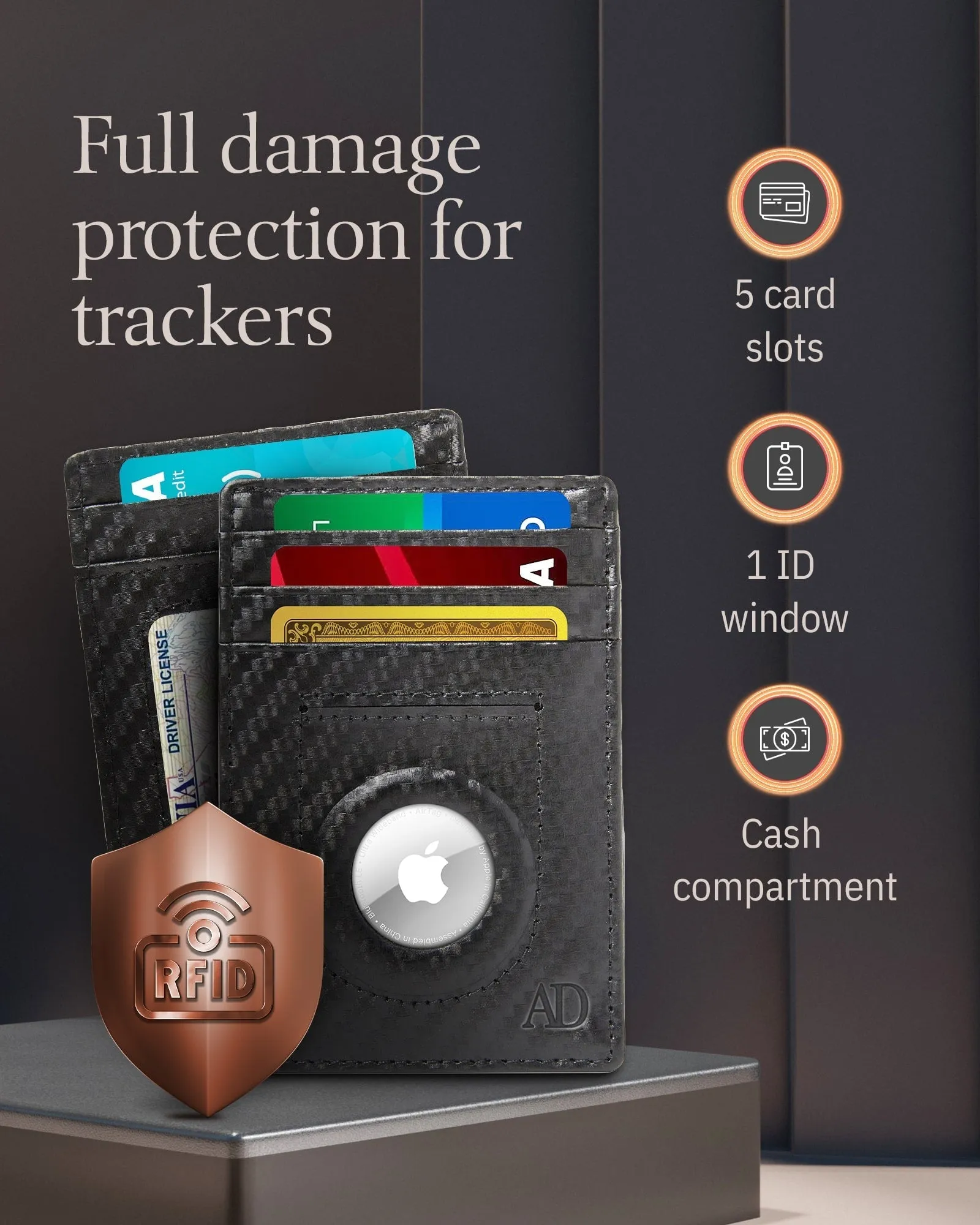 Leather Card Holder with Air Tag Holder - Image 17