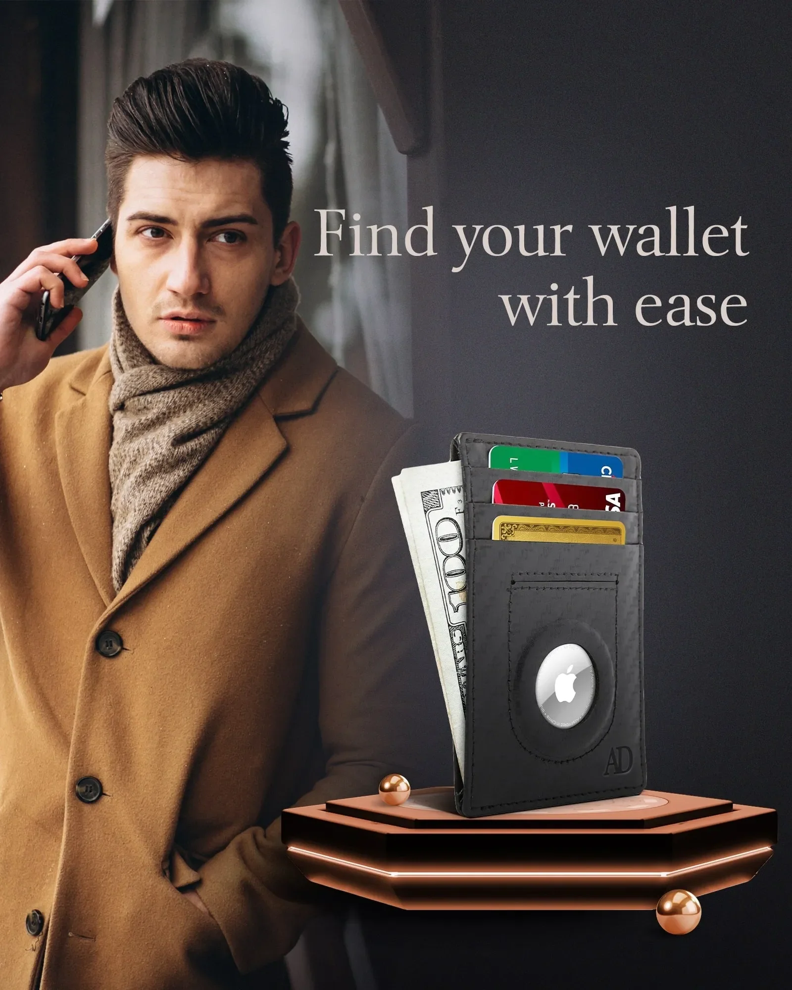 Leather Card Holder with Air Tag Holder - Image 19